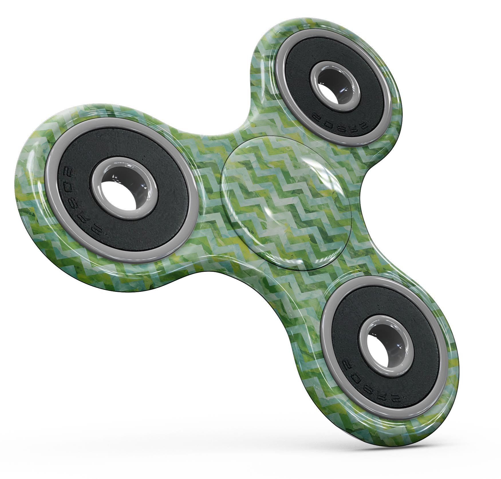 Green Basic Watercolor Chevron Pattern skin for fidget spinner, showcasing vibrant colors and unique design.