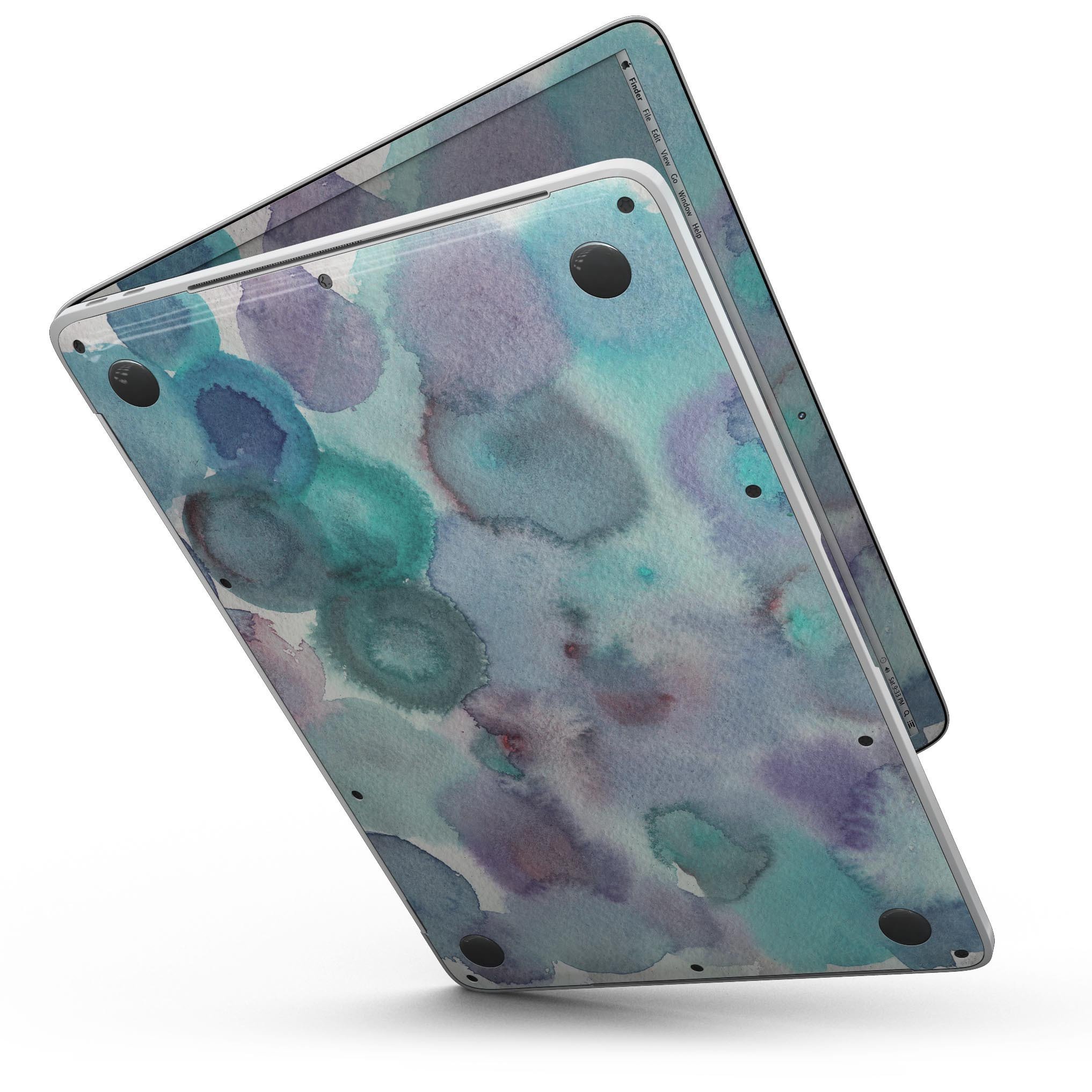 Green Blotted WaterColor Texture skin for 13" MacBook Pro without Touch Bar, showcasing vibrant watercolor design on premium vinyl.