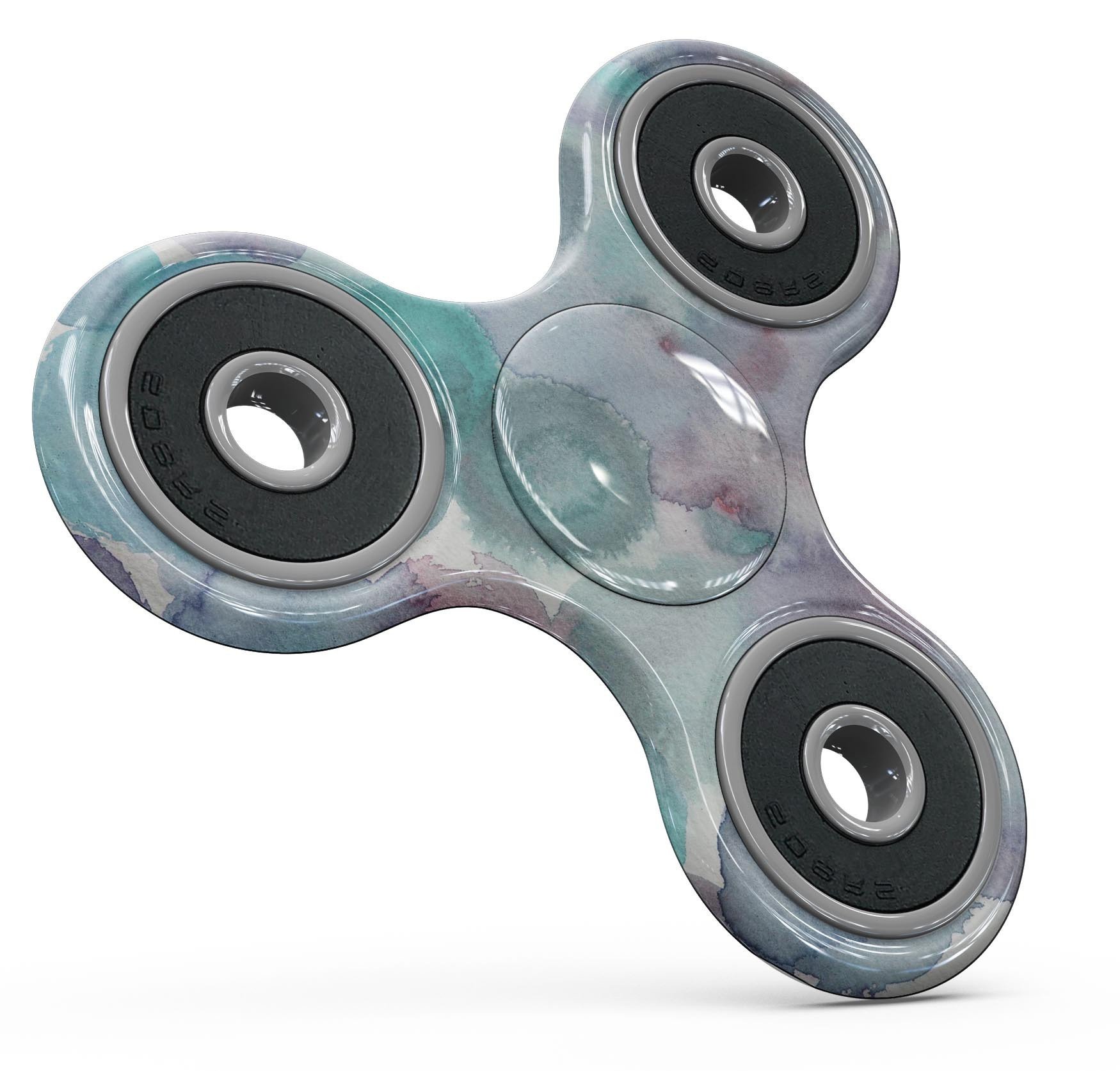 Green Blotted WaterColor Texture Skin-Kit for fidget spinner, showcasing vibrant colors and a unique design.