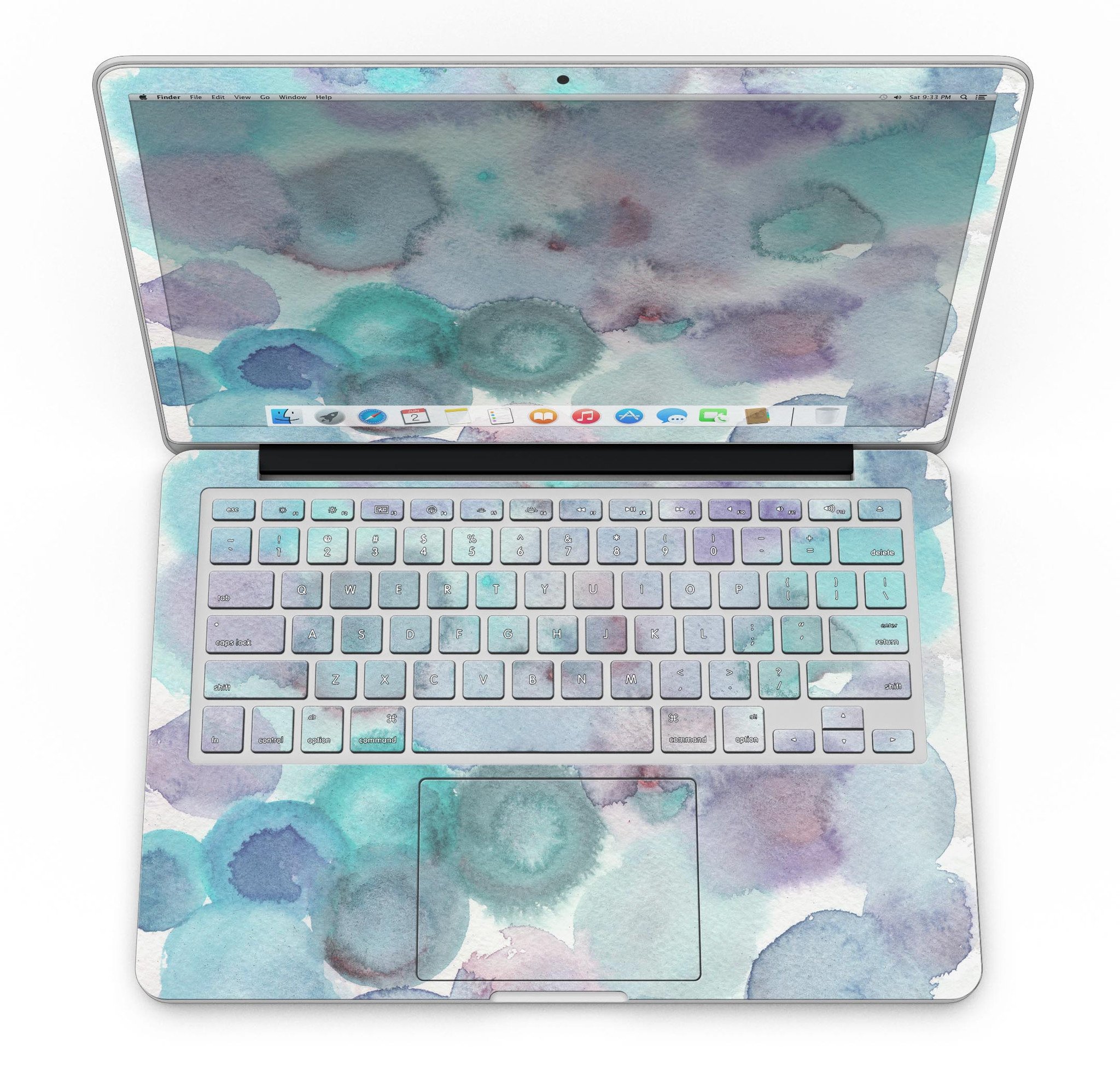 Green Blotted WaterColor Texture skin for MacBook Pro with Retina Display, showcasing vibrant colors and a stylish design.