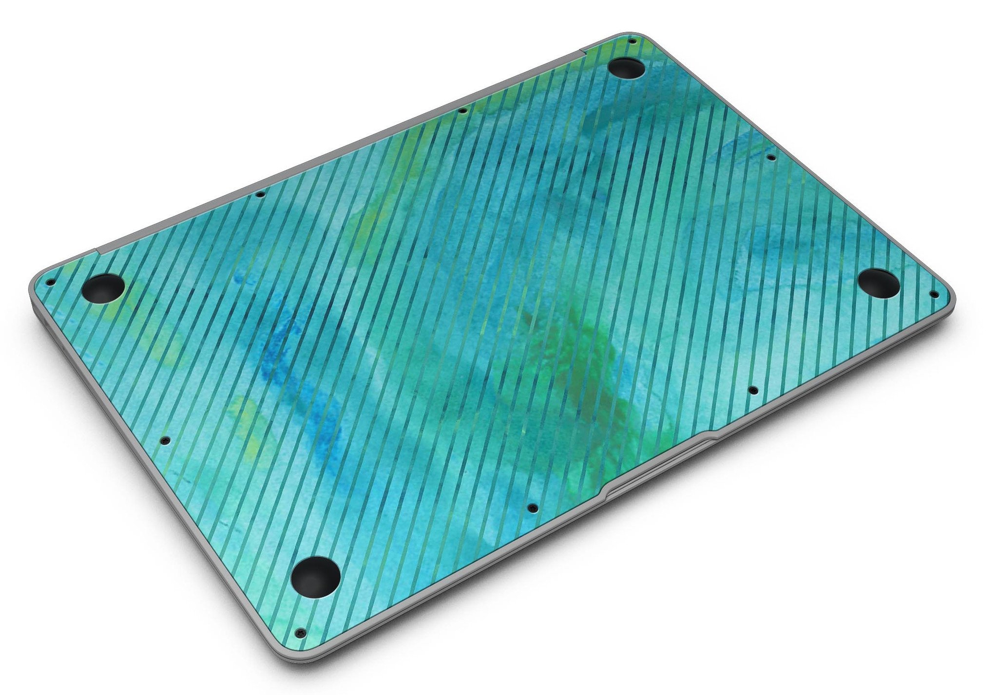 Green Blue Watercolor Stripes skin kit for MacBook Air, showcasing vibrant colors and artistic stripes for stylish protection.