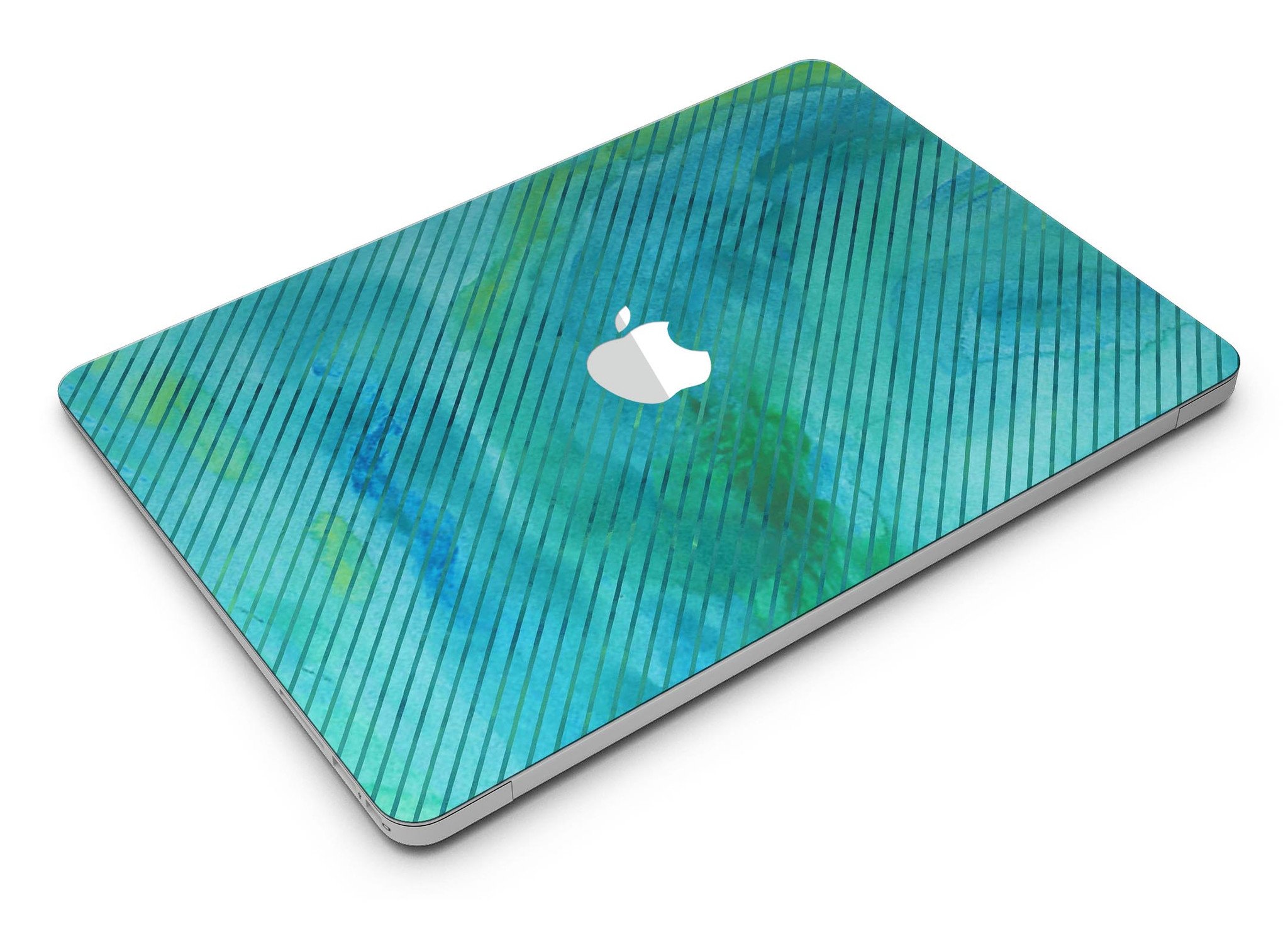 Green Blue Watercolor Stripes skin kit for MacBook Air, showcasing vibrant colors and artistic stripes for stylish protection.