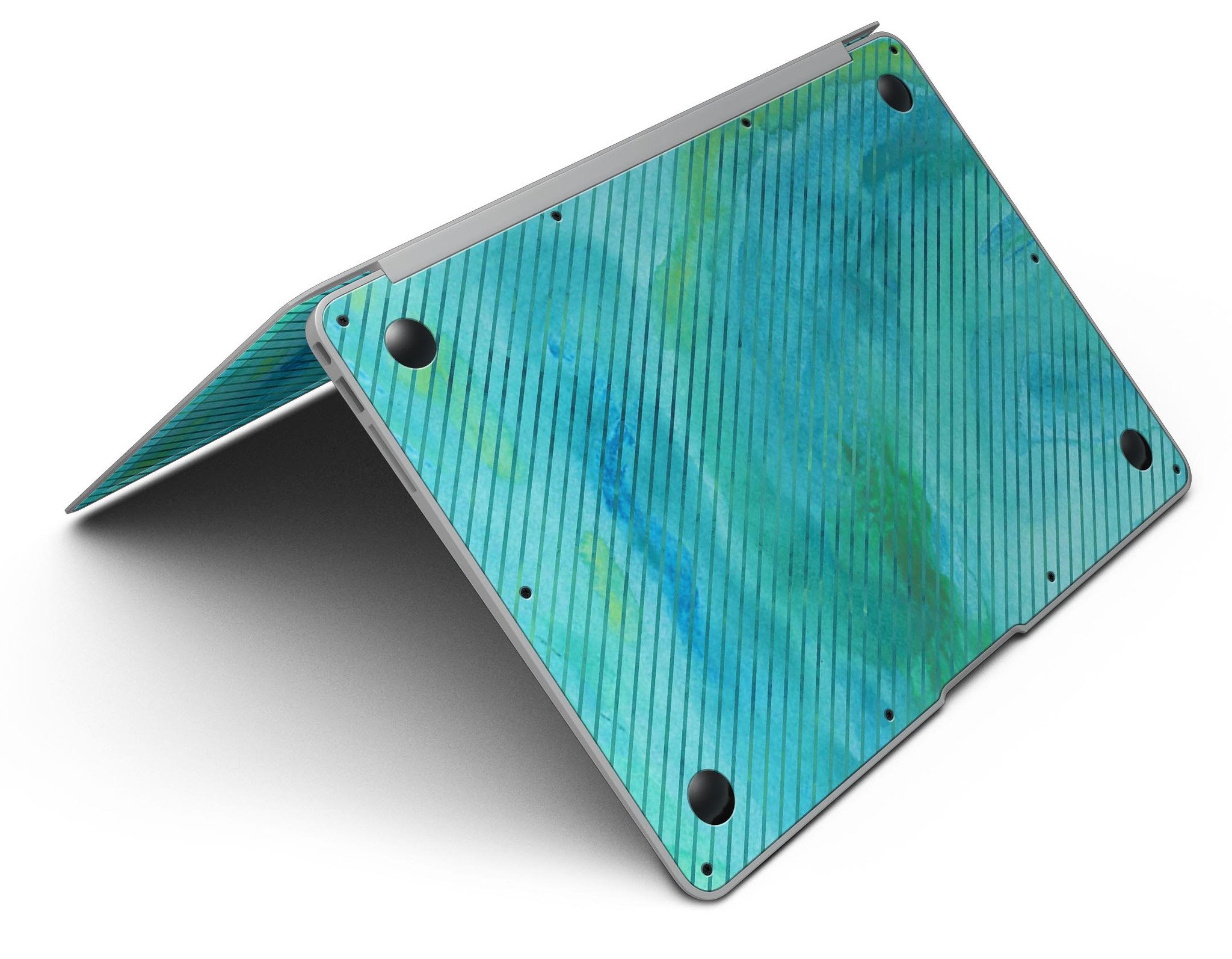 Green Blue Watercolor Stripes skin kit for MacBook Air, showcasing vibrant colors and artistic stripes for stylish protection.