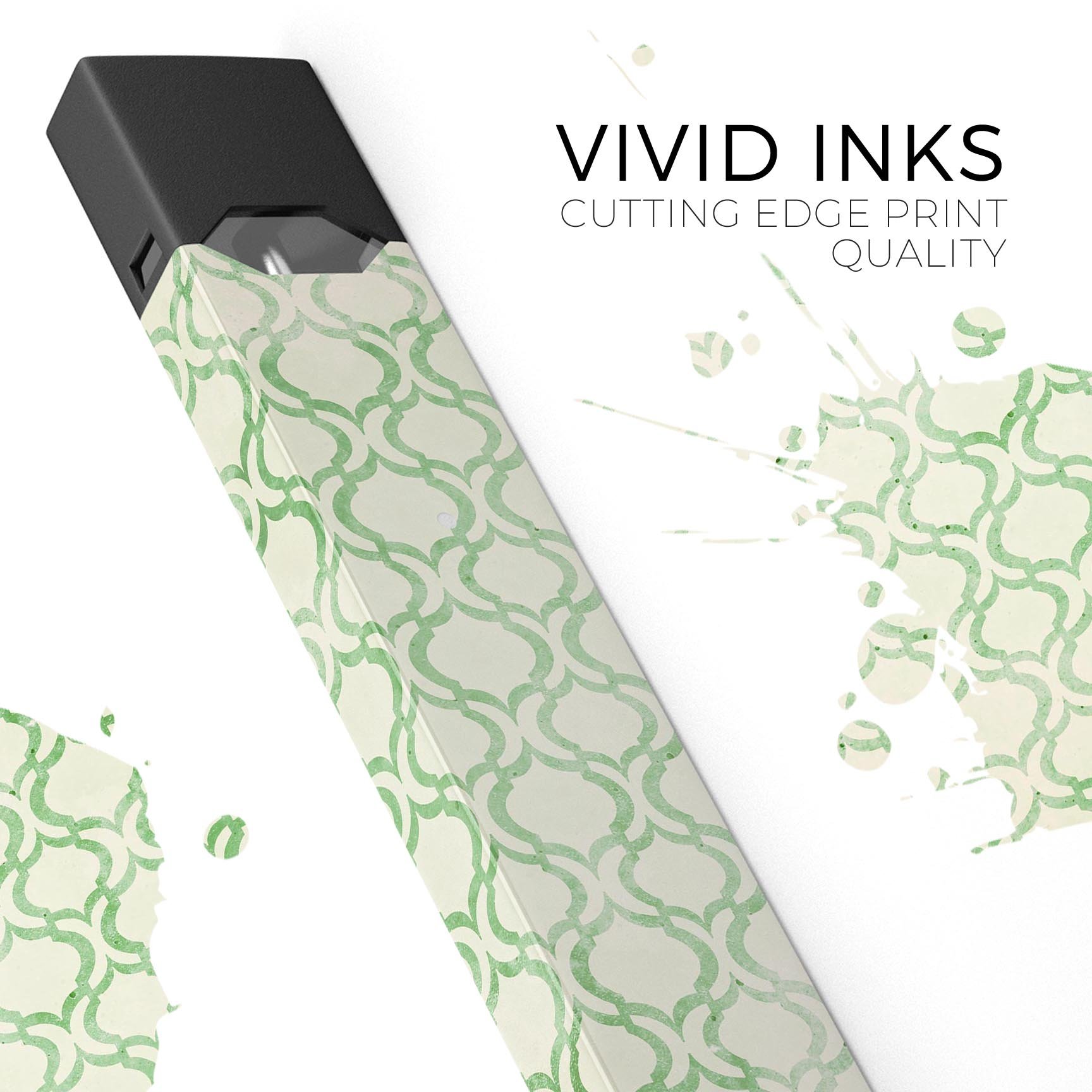 Green Bubble Moroccan Pattern skin-wrap for JUUL device, showcasing vibrant design and protective features.