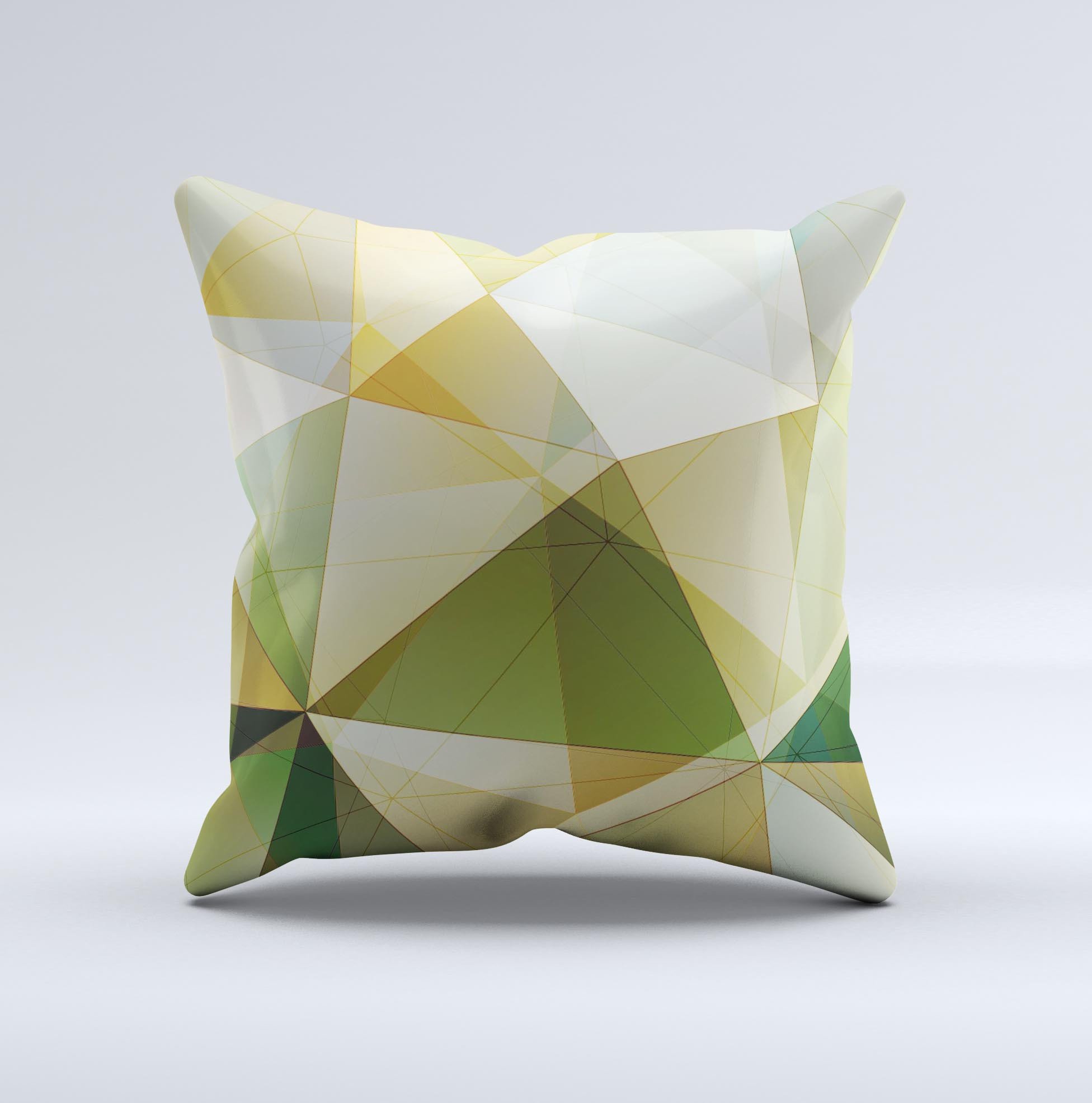 Green decorative throw pillow featuring a geometric gradient pattern, showcasing vibrant colors and a soft texture, perfect for home decor.