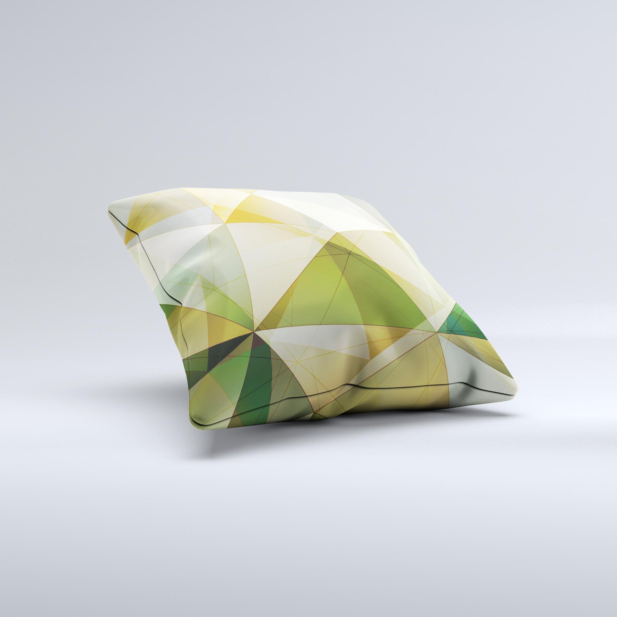 Green decorative throw pillow featuring a geometric gradient pattern, showcasing vibrant colors and a soft texture, perfect for home decor.