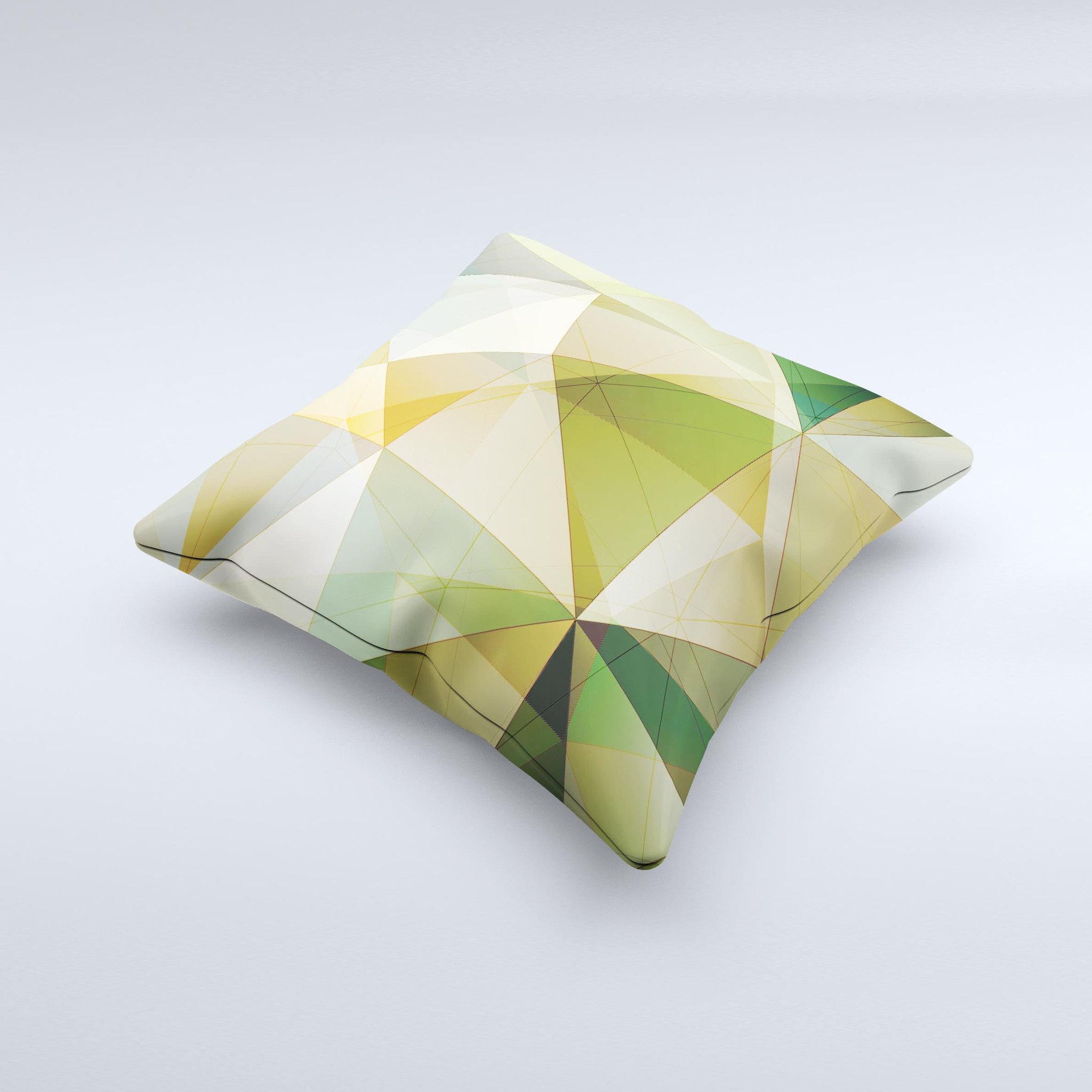 Green decorative throw pillow featuring a geometric gradient pattern, showcasing vibrant colors and a soft texture, perfect for home decor.