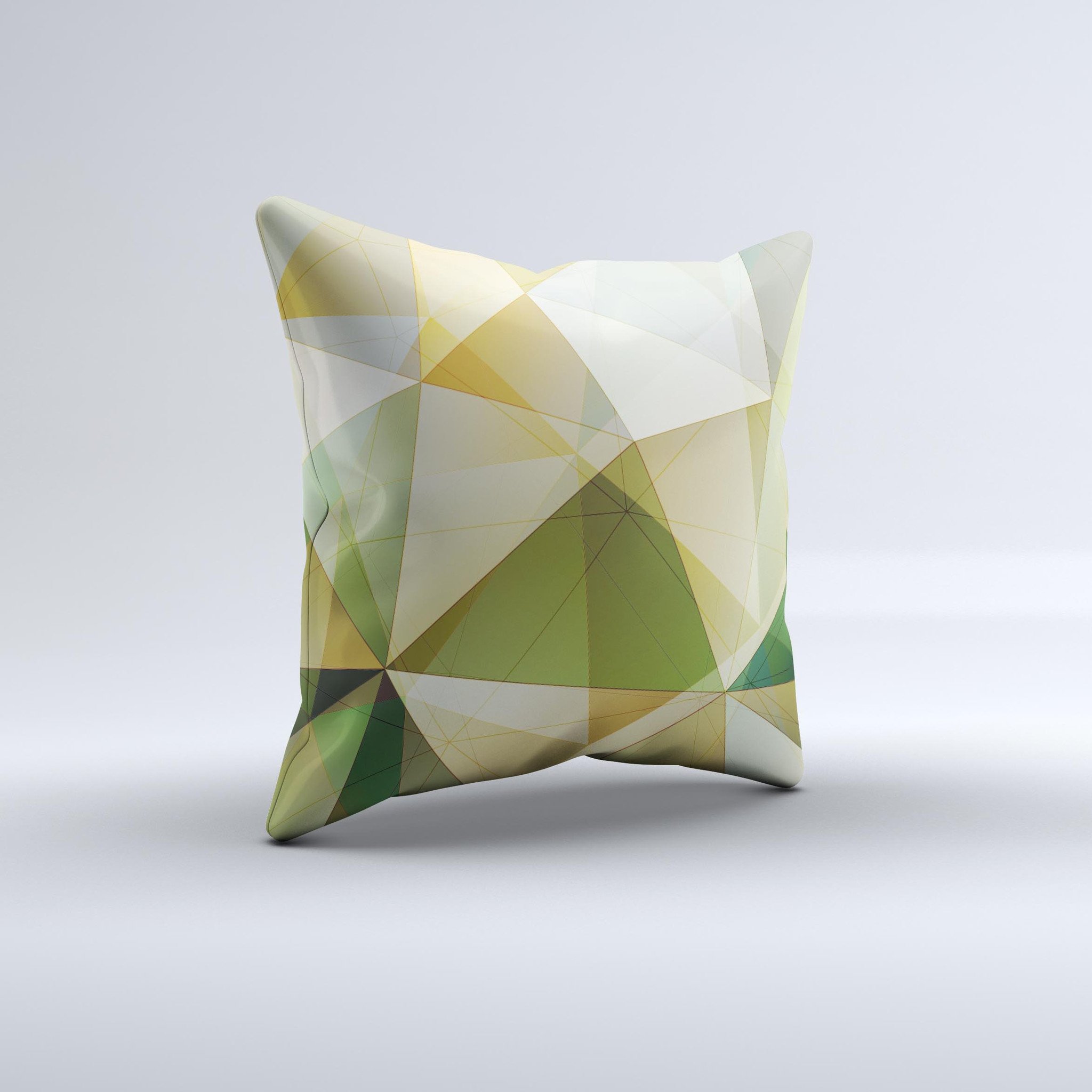 Green decorative throw pillow featuring a geometric gradient pattern, showcasing vibrant colors and a soft texture, perfect for home decor.