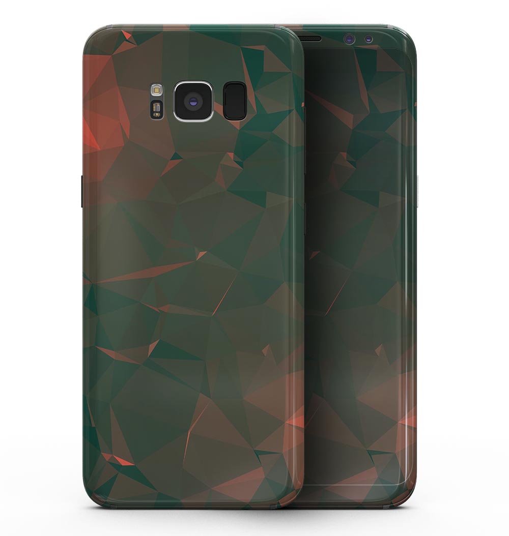 Green Geometric V10 skin kit for Samsung Galaxy S8, showcasing a stylish geometric design on premium vinyl material.