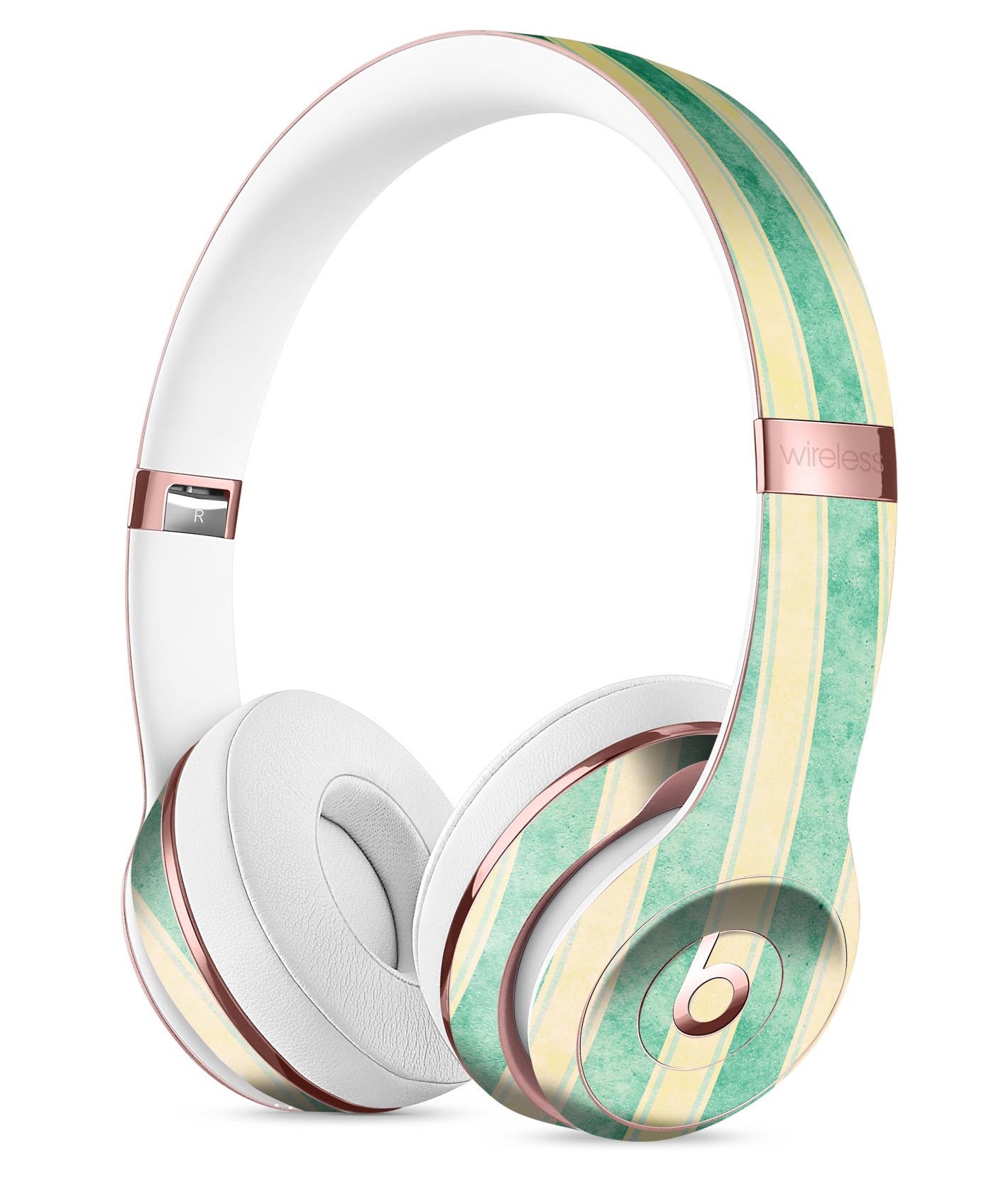 Green Grunge Vertical Stripes Skin Kit for Beats by Dre Solo 3 Wireless Headphones, showcasing vibrant colors and unique design.