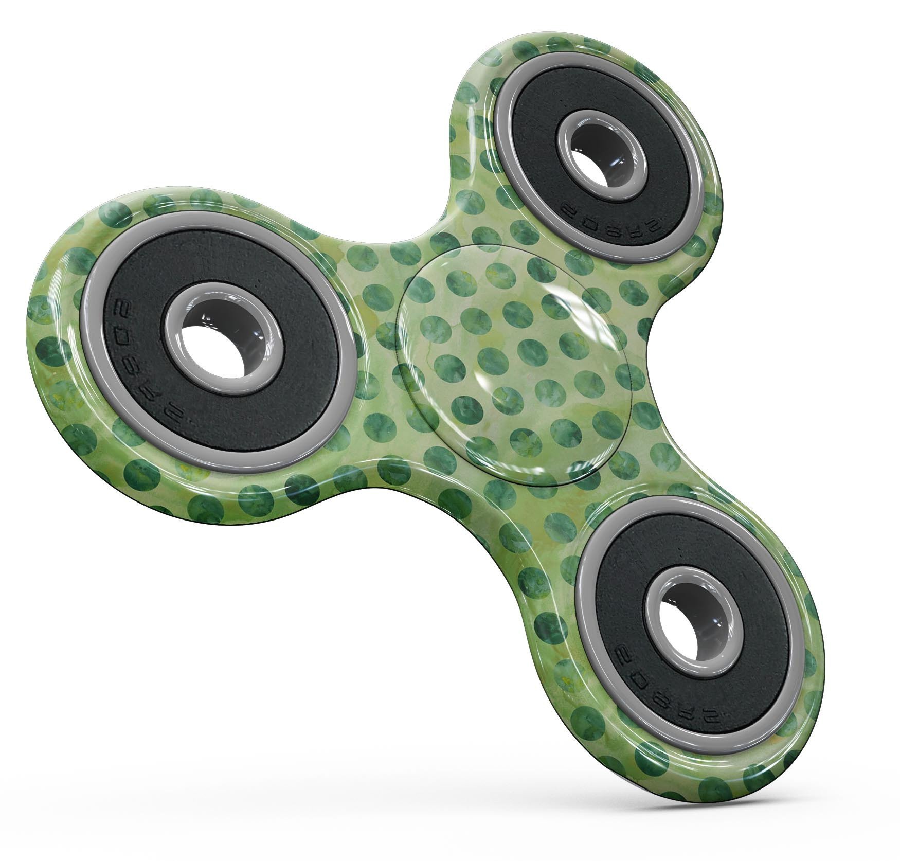 Green Halloween Watercolor Dots Full-Body Skin-Kit for fidget spinner, showcasing vibrant colors and unique design.