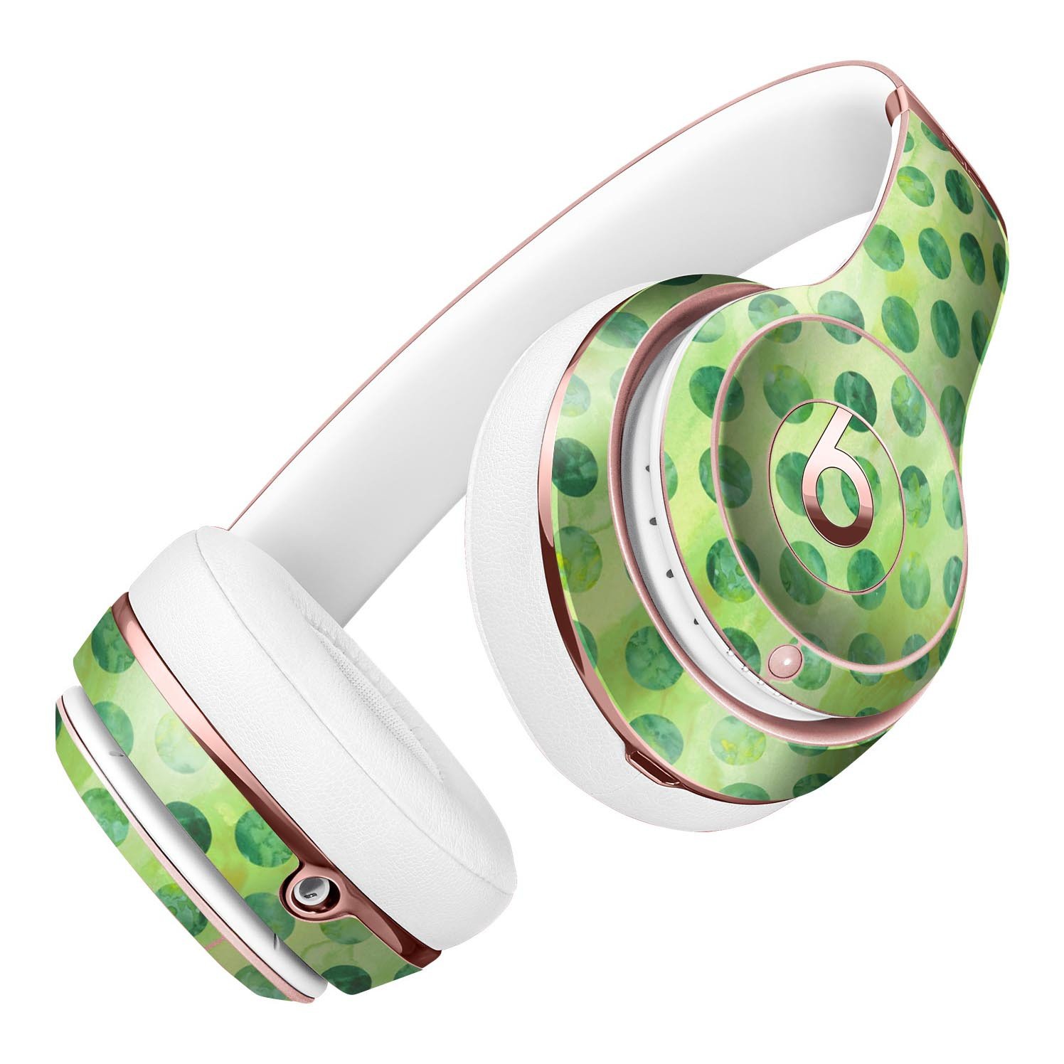 Green Halloween Watercolor Dots Skin Kit for Beats by Dre Solo 3 Wireless Headphones, showcasing vibrant colors and unique design.