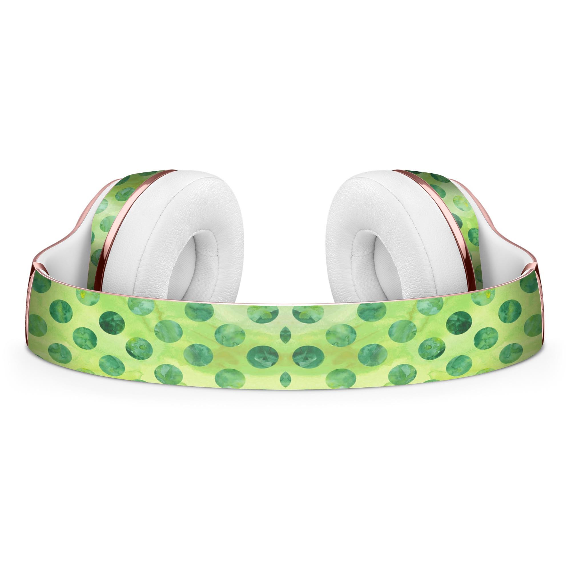 Green Halloween Watercolor Dots Skin Kit for Beats by Dre Solo 3 Wireless Headphones, showcasing vibrant colors and unique design.