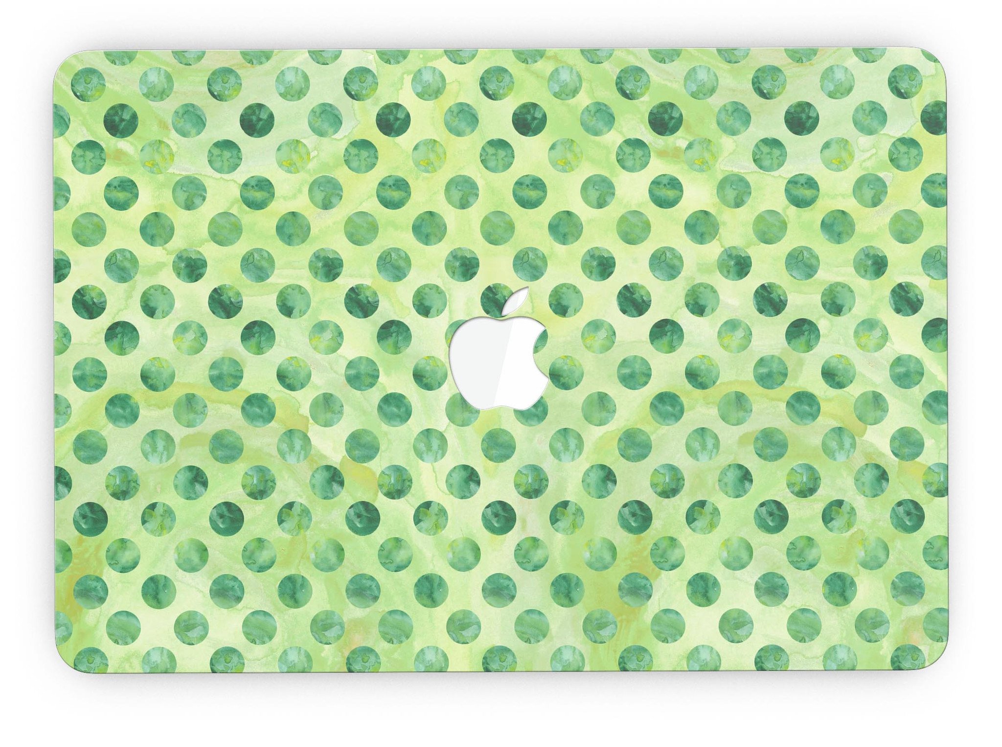 Green Halloween Watercolor Dots skin for MacBook Pro with Retina Display, showcasing vibrant colors and unique design.