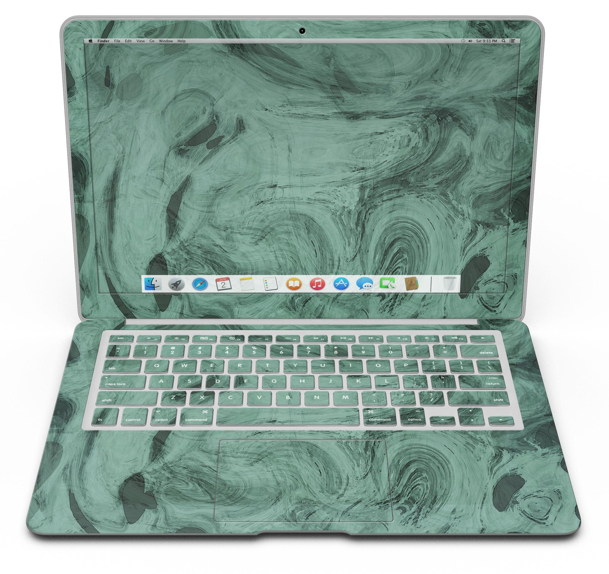 Green Slate Marble Skin Kit for MacBook Air, showcasing a stylish marble design with a smooth finish.