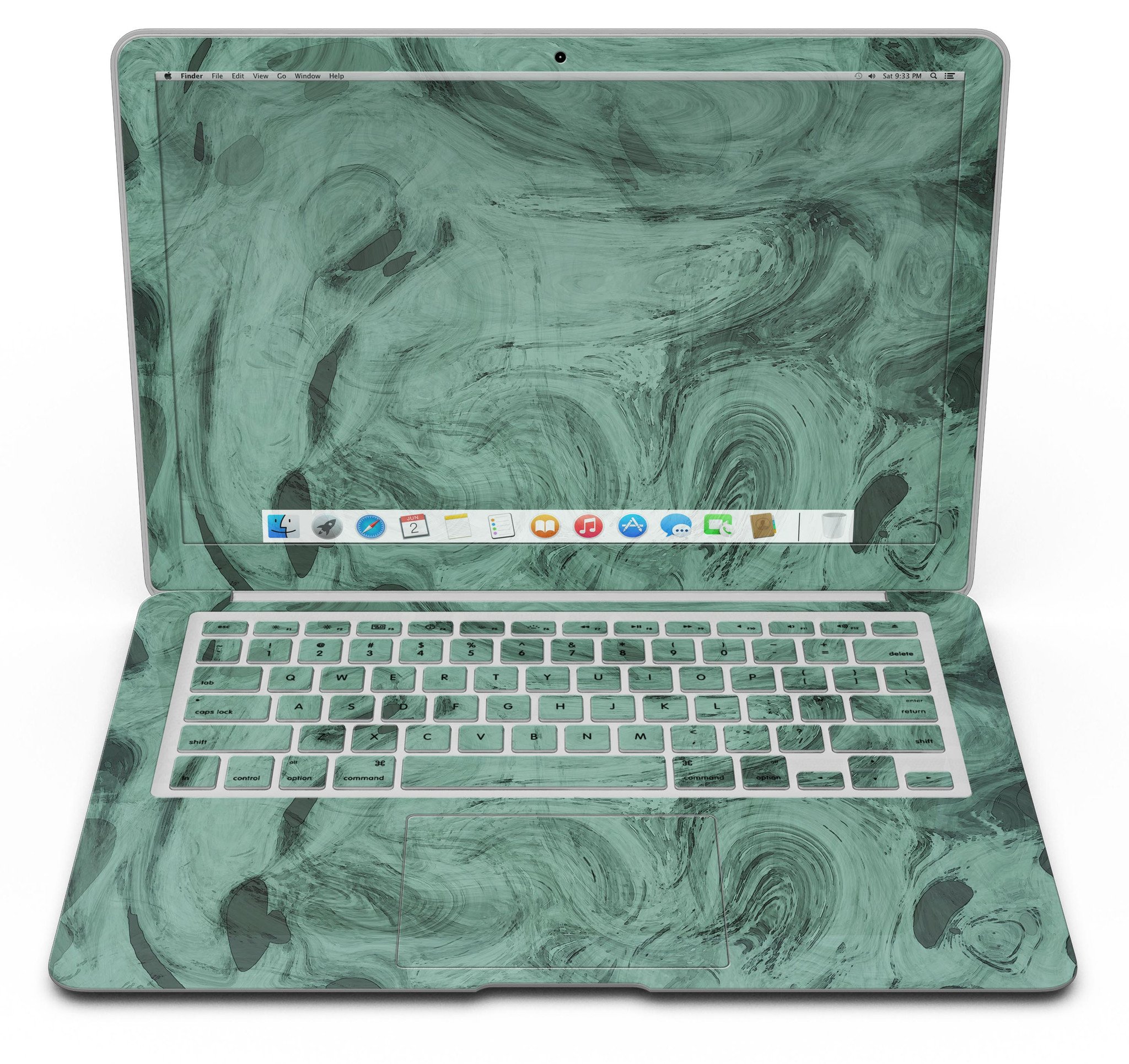 Green Slate Marble Skin Kit for MacBook Air, showcasing a stylish marble design with a smooth finish.