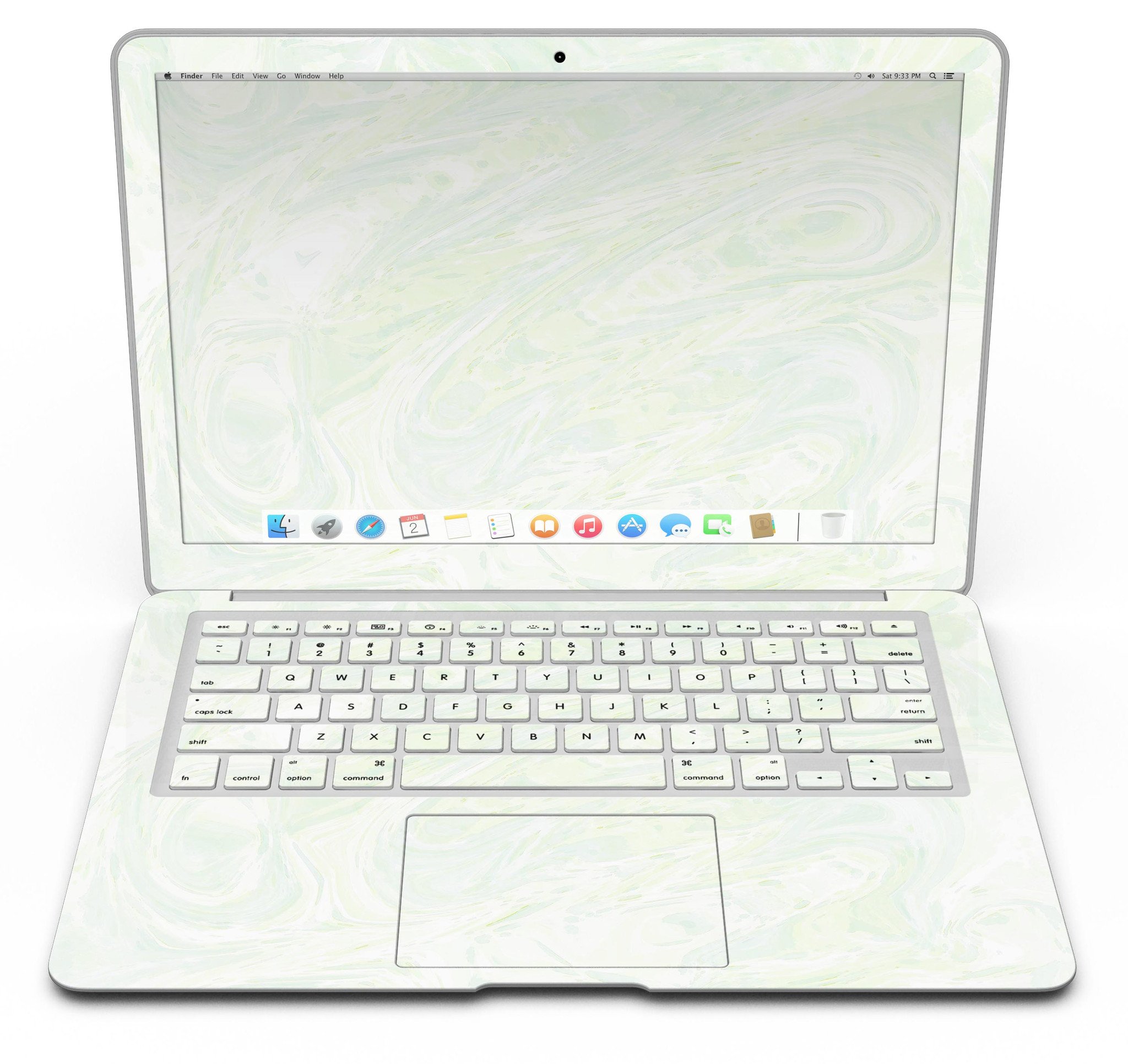 Green Slate Marble Skin Kit for MacBook Air, showcasing a stylish marble design with a premium vinyl finish.