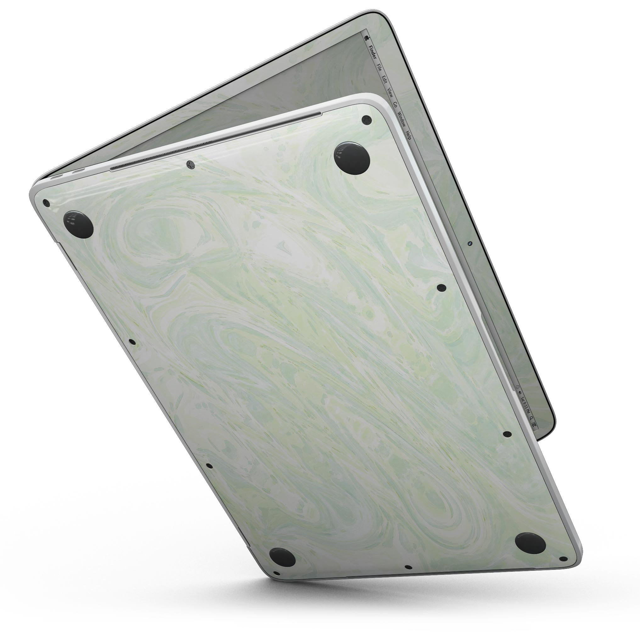 Green Slate Marble Skin Kit for MacBook Pro with Touch Bar, showcasing a stylish marble design that fits perfectly on the device.