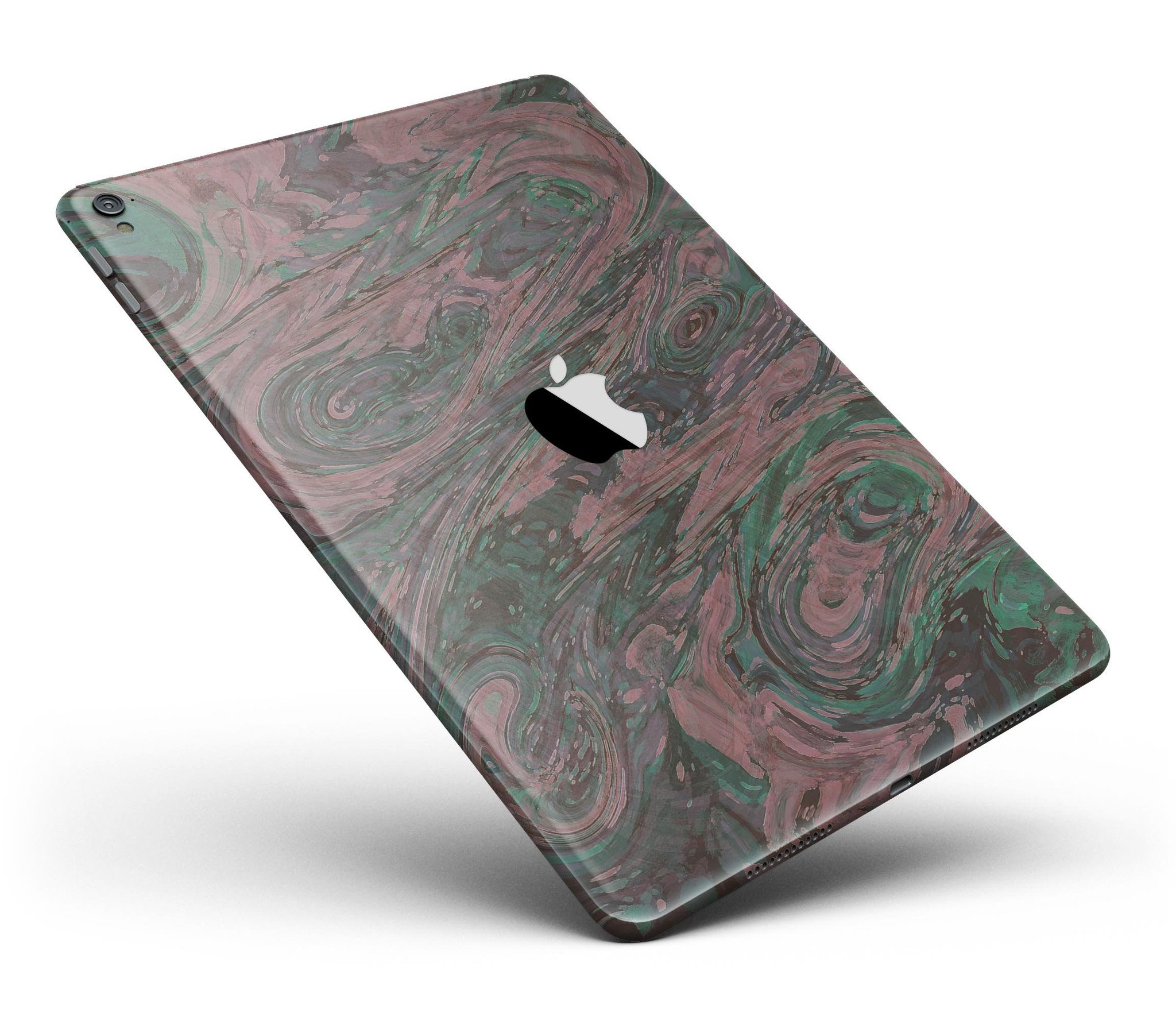 Green Slate Marble Surface Skin for iPad Pro, showcasing a stylish marble design that wraps around the device for full protection.