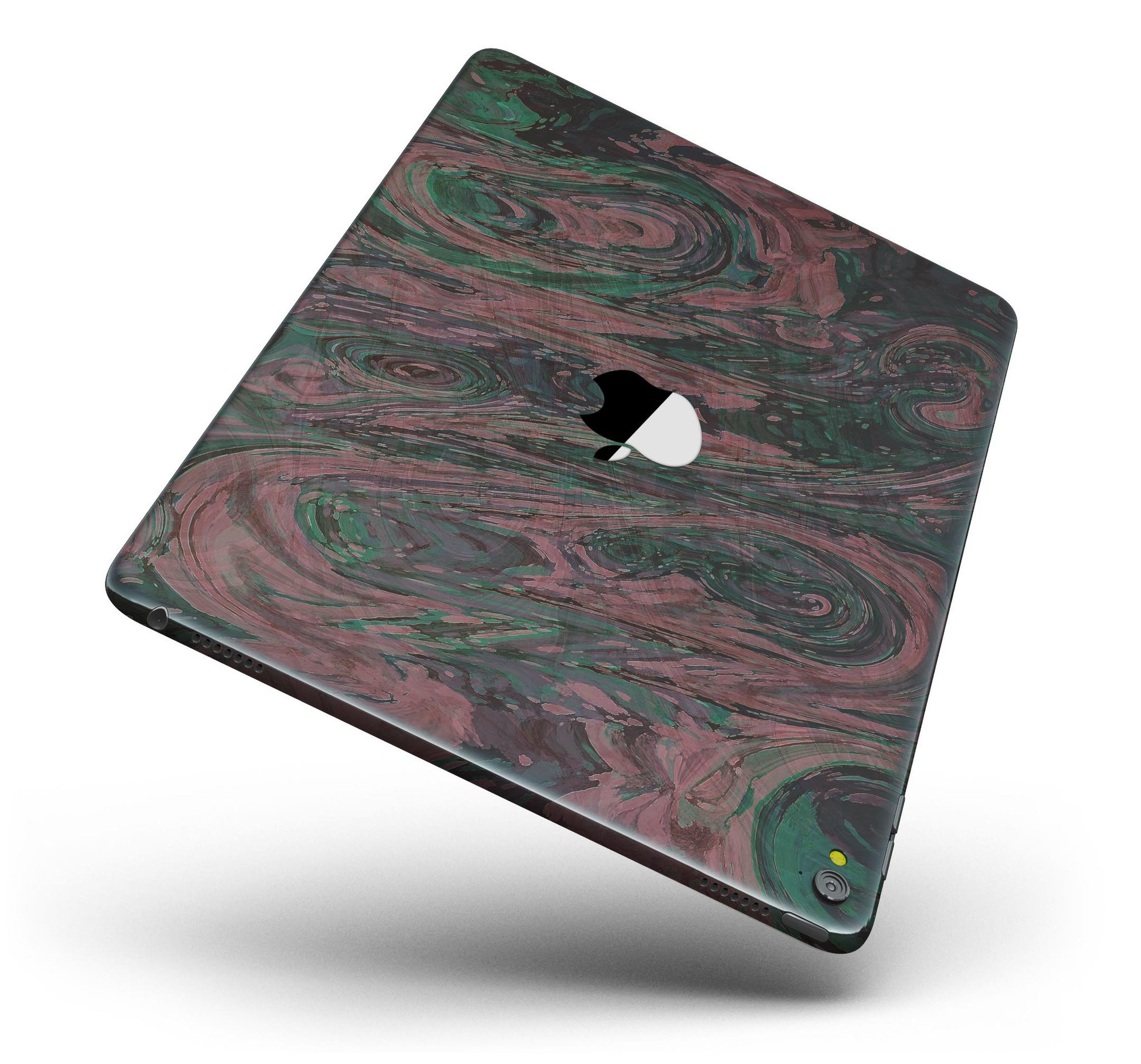 Green Slate Marble Surface Skin for iPad Pro, showcasing a stylish marble design that wraps around the device for full protection.