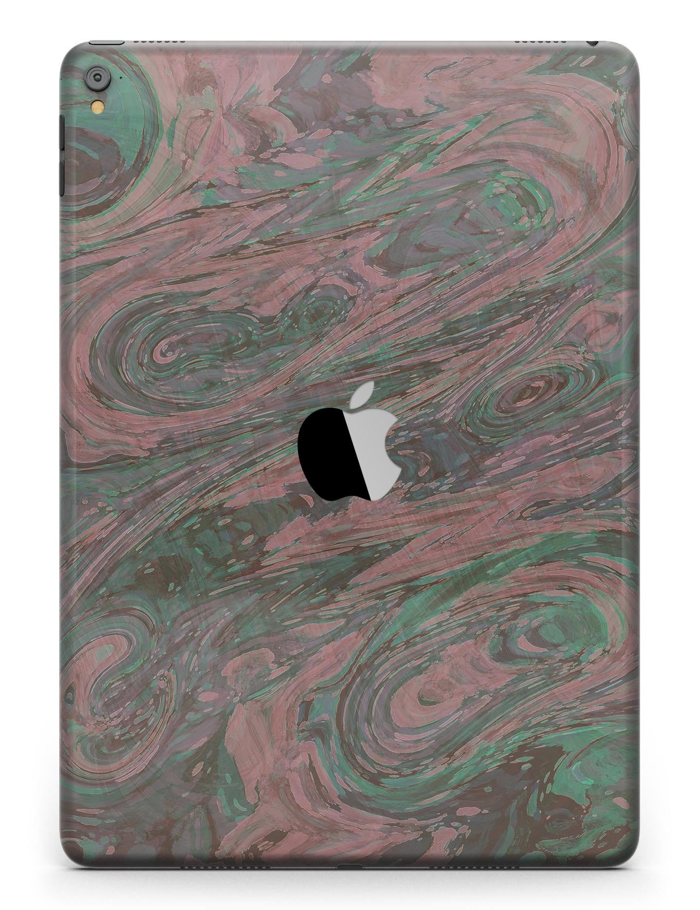 Green Slate Marble Surface Skin for iPad Pro, showcasing a stylish marble design that wraps around the device for full protection.