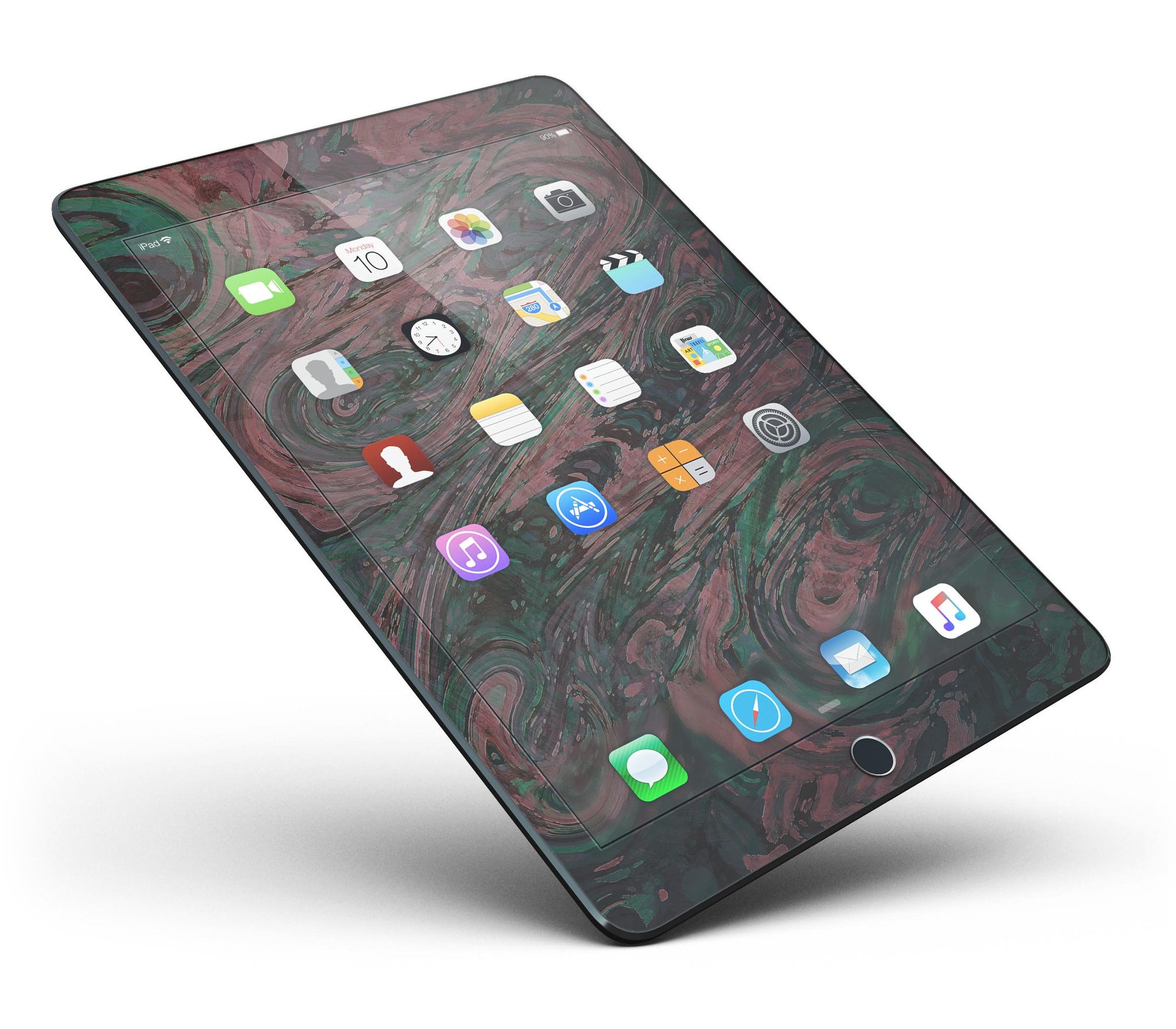 Green Slate Marble Surface Skin for iPad Pro, showcasing a stylish marble design that wraps around the device for full protection.