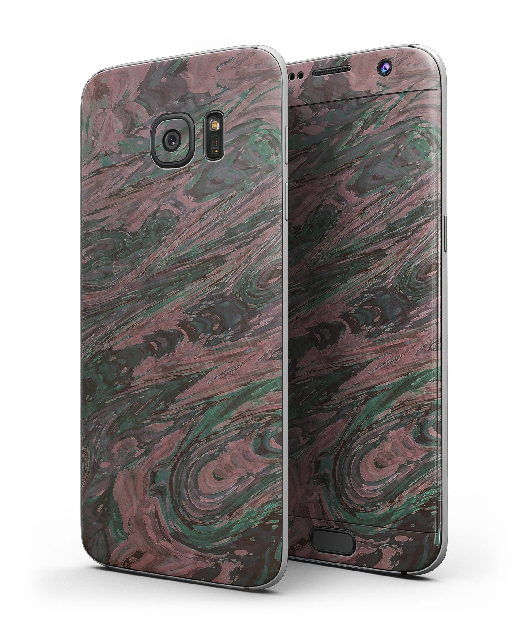 Green Slate Marble Skin-Kit for Samsung Galaxy S7/S7 Edge, showcasing a stylish marble design with full-body coverage.