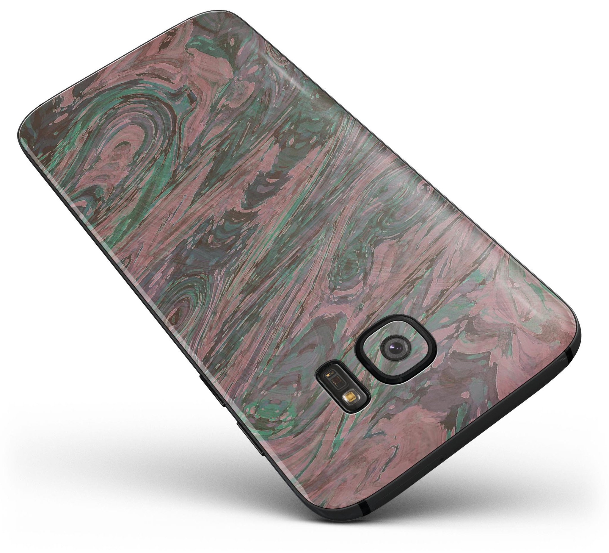 Green Slate Marble Skin-Kit for Samsung Galaxy S7/S7 Edge, showcasing a stylish marble design with full-body coverage.