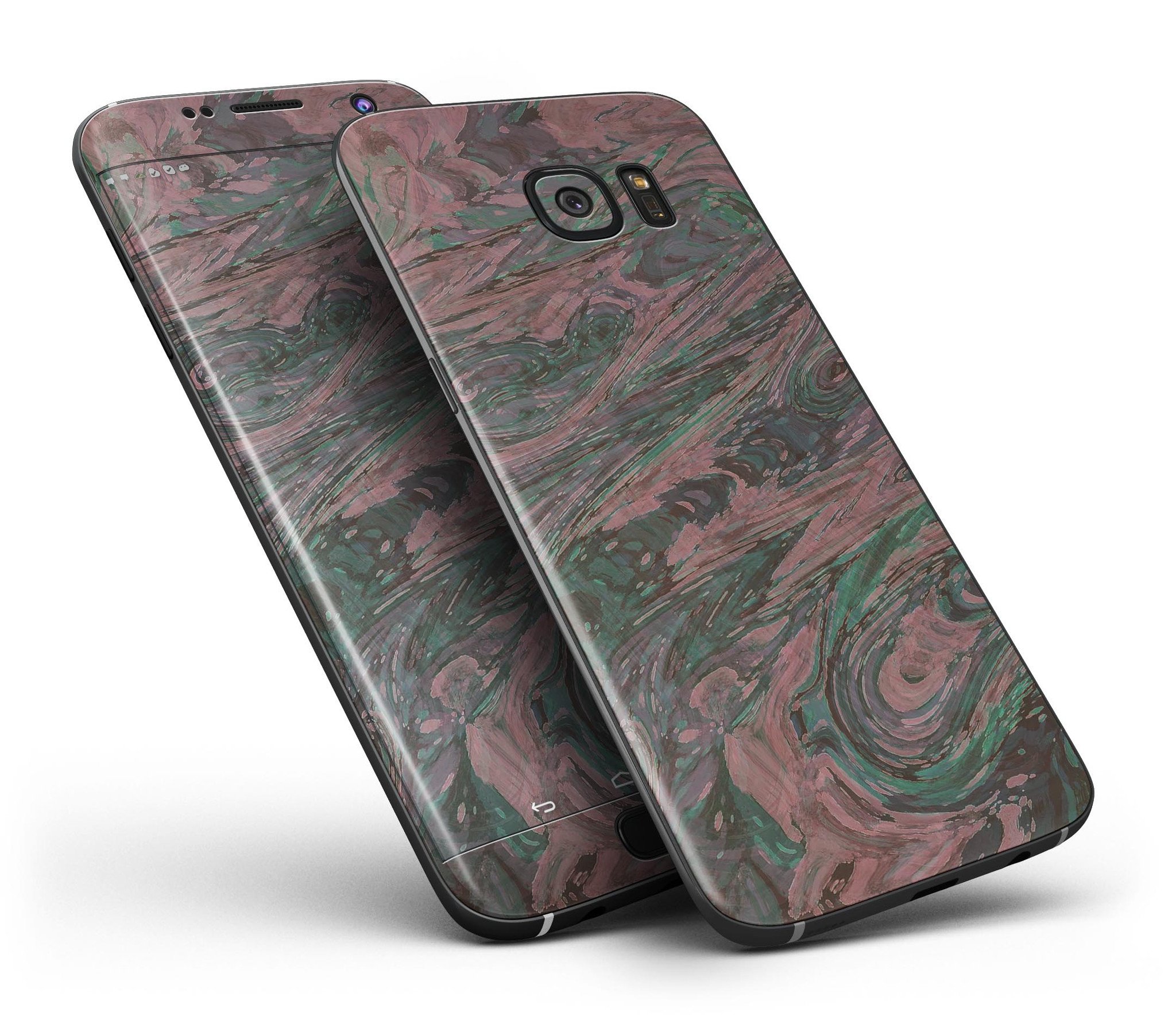 Green Slate Marble Skin-Kit for Samsung Galaxy S7/S7 Edge, showcasing a stylish marble design with full-body coverage.