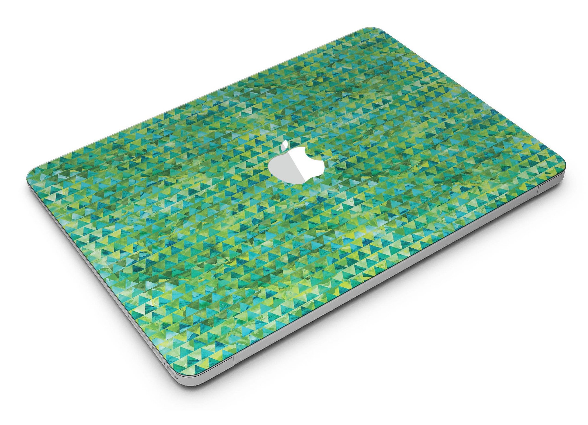 Green Textured Triangle Pattern MacBook Air Skin Kit showcasing a stylish design that protects the device.