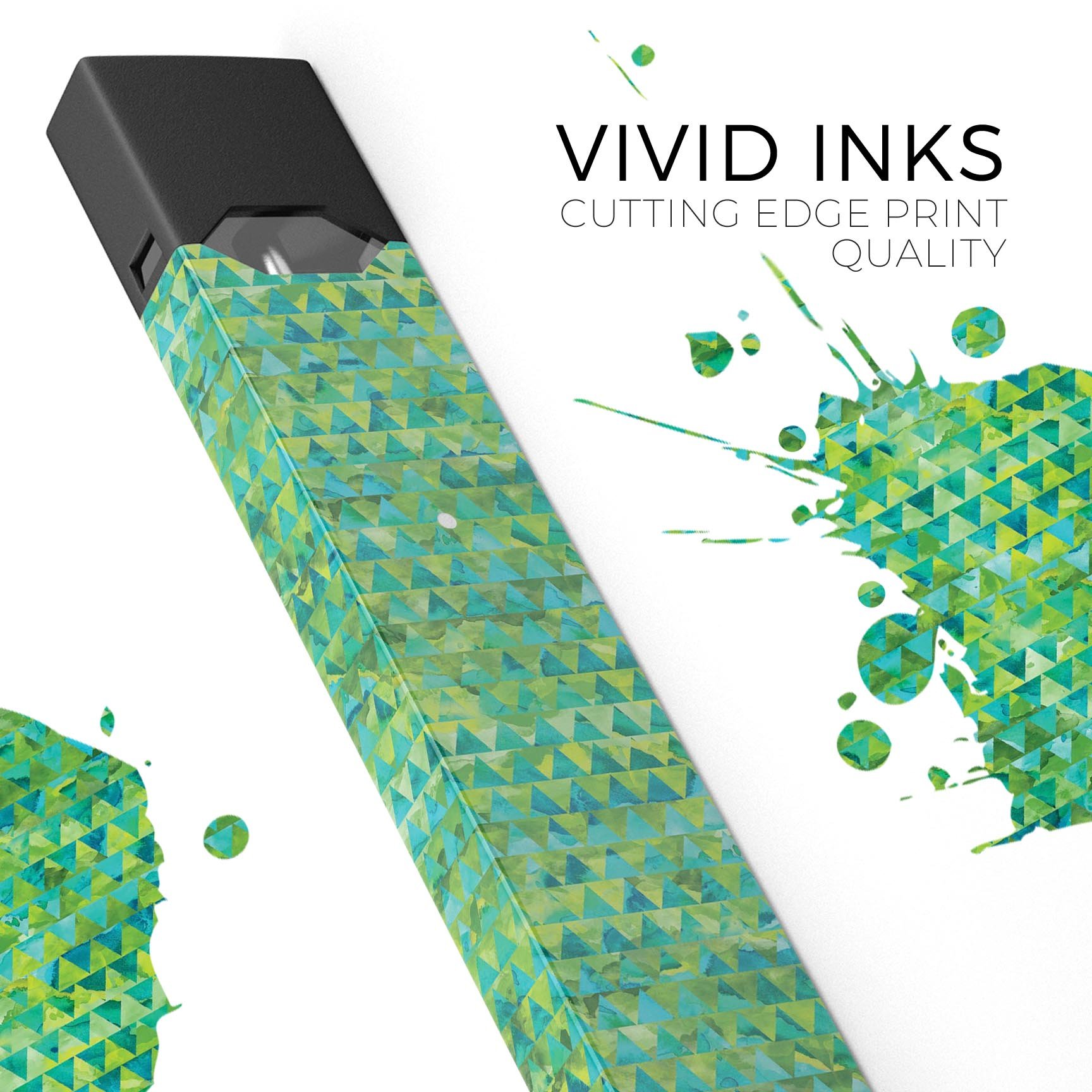 Green Textured Triangle Pattern skin-wrap for JUUL vaping device, showcasing vibrant design and premium quality.