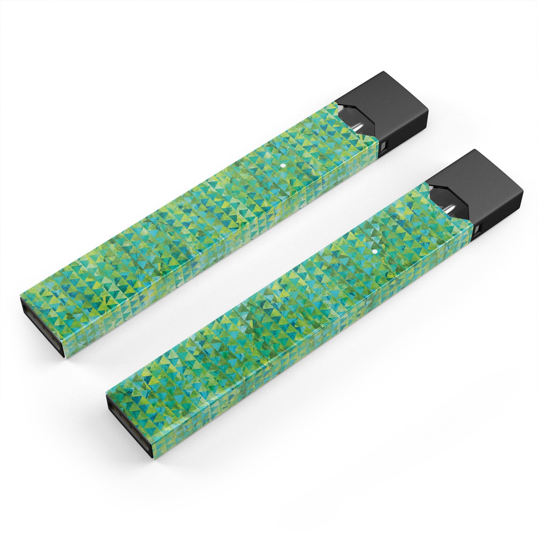 Green Textured Triangle Pattern skin-wrap for JUUL vaping device, showcasing vibrant design and premium quality.