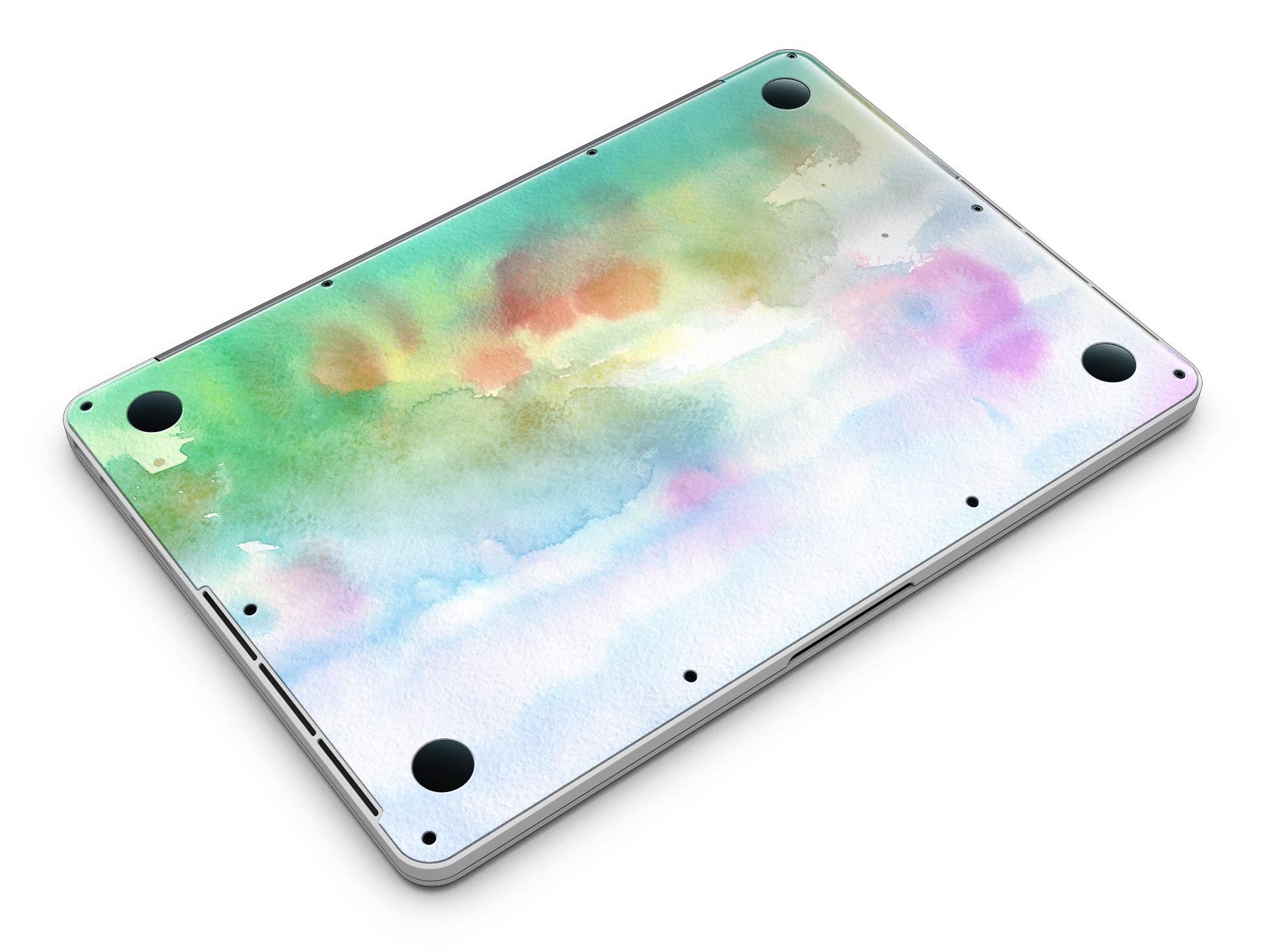 Green to Pink Absorbed Watercolor Texture skin for MacBook Pro with Retina Display, showcasing vibrant colors and a sleek design.