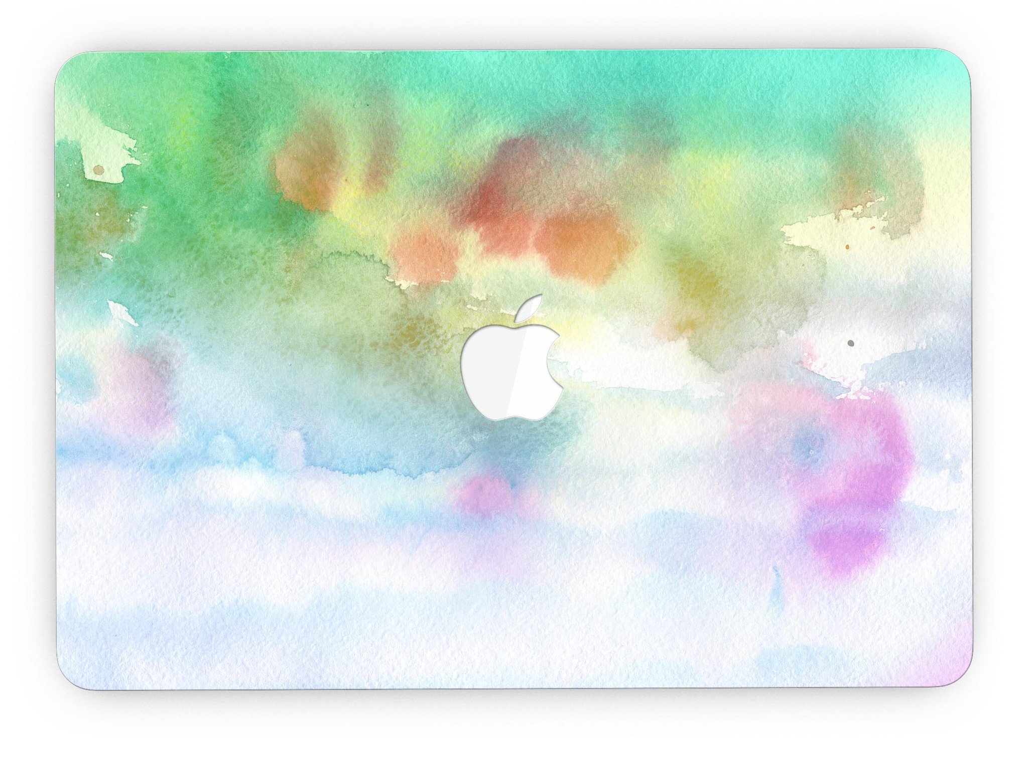 Green to Pink Absorbed Watercolor Texture skin for MacBook Pro with Retina Display, showcasing vibrant colors and a sleek design.