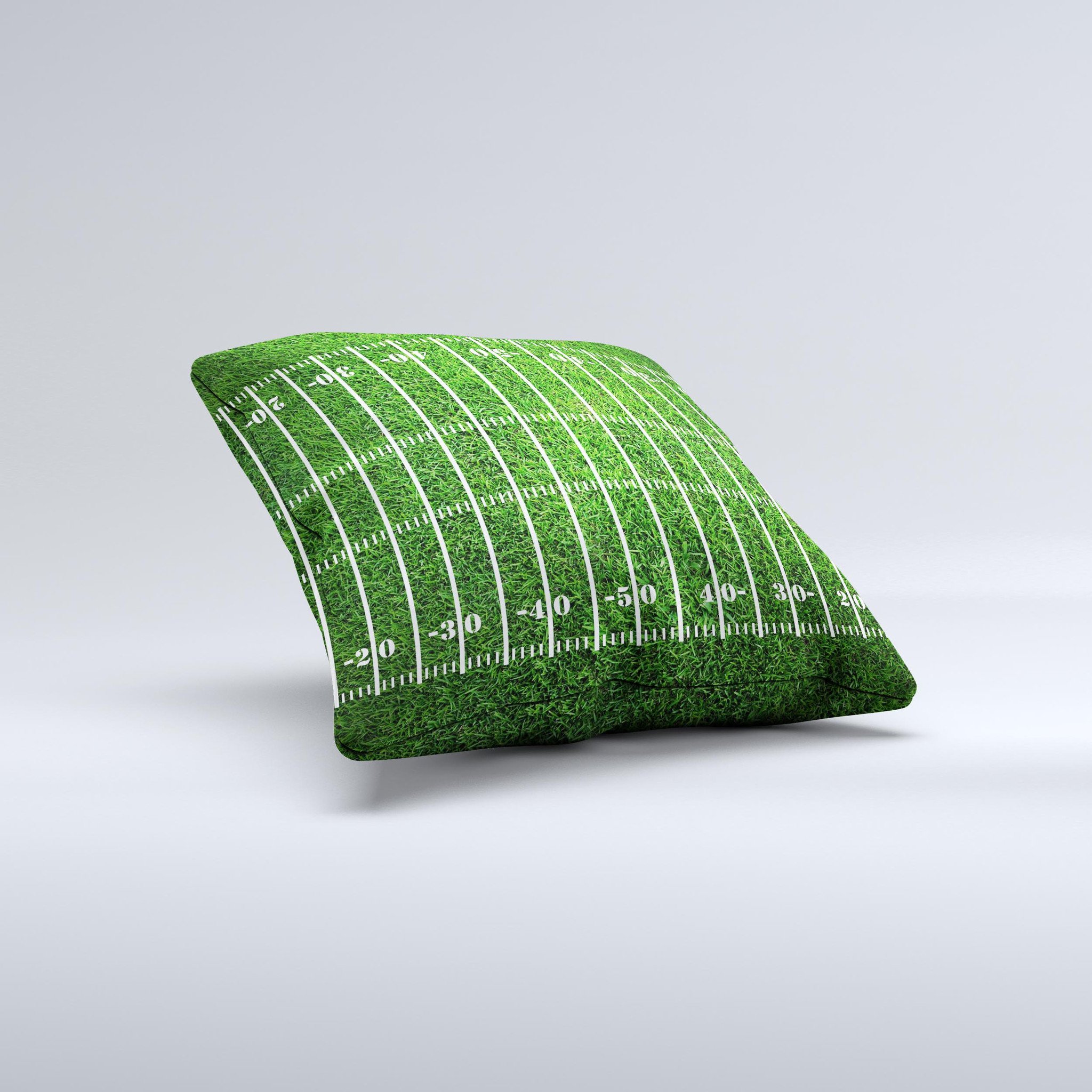 Green Turf Football Field decorative throw pillow with vibrant colors and unique design, showcasing high-quality craftsmanship.