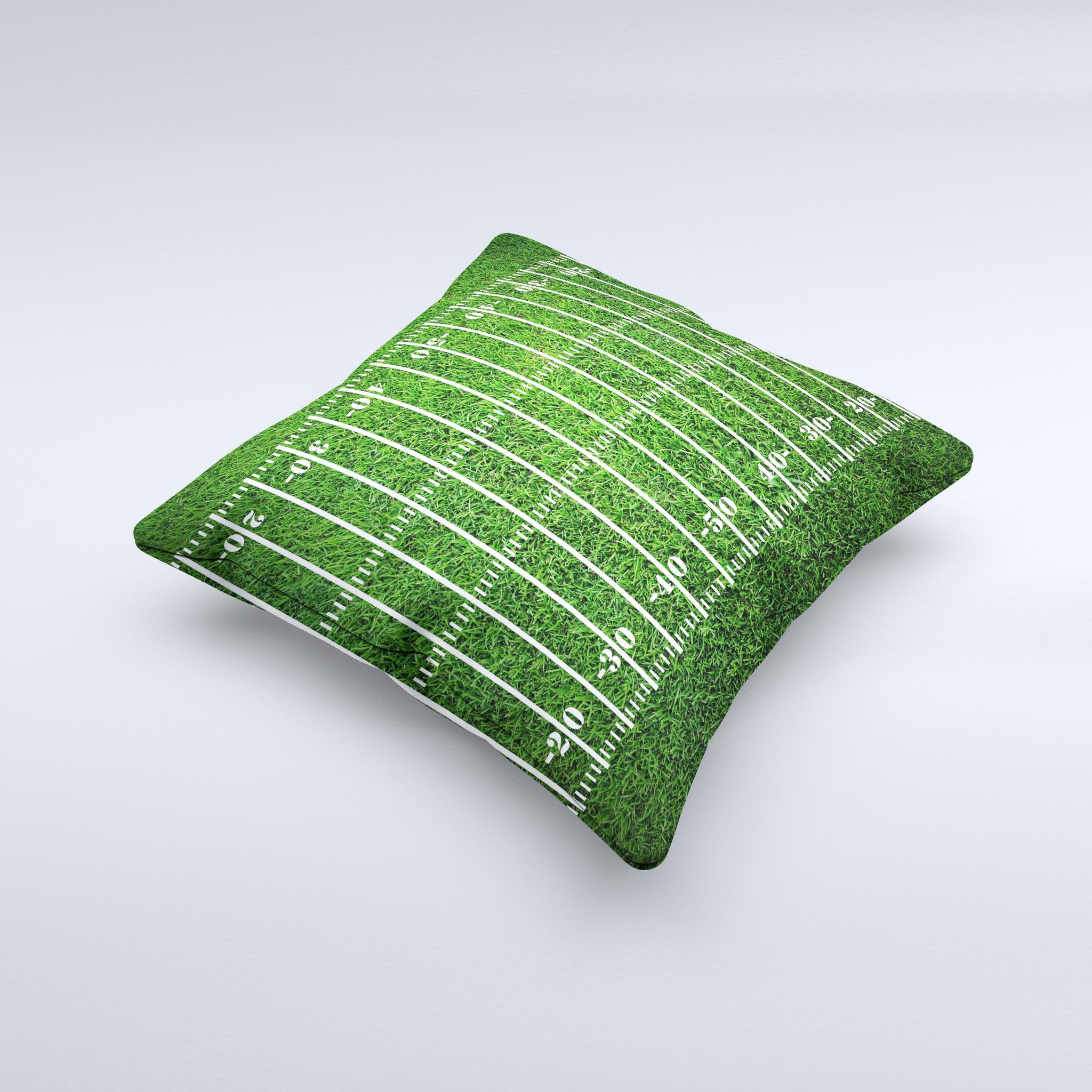 Green Turf Football Field decorative throw pillow with vibrant colors and unique design, showcasing high-quality craftsmanship.