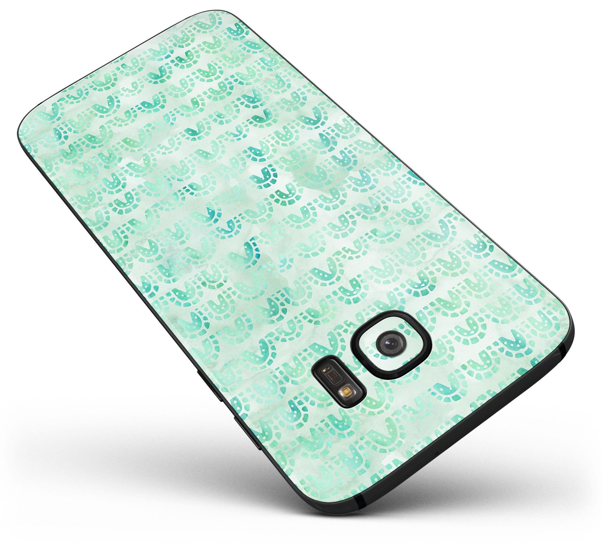 Green Watercolor Arches Pattern skin for Samsung Galaxy S7/S7 Edge, showcasing vibrant colors and a sleek design.