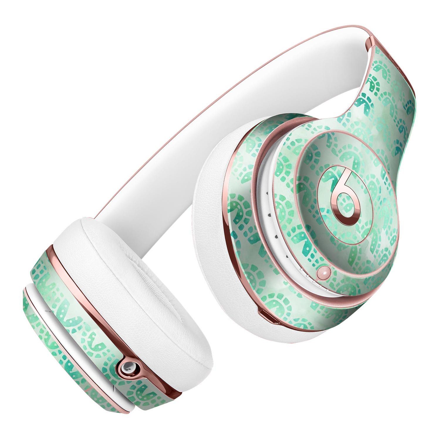 Green Watercolor Arches Pattern Skin Kit for Beats by Dre Solo 3 Wireless Headphones, showcasing vibrant colors and intricate design.