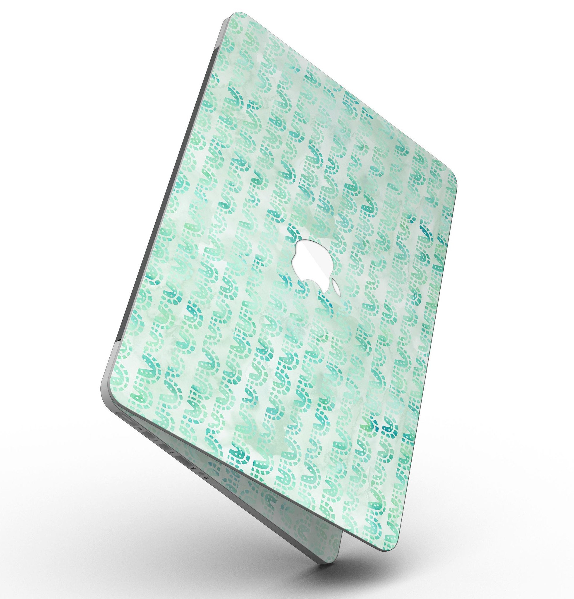 Green Watercolor Arches Pattern skin for MacBook Pro with Retina Display, showcasing vibrant colors and intricate design.