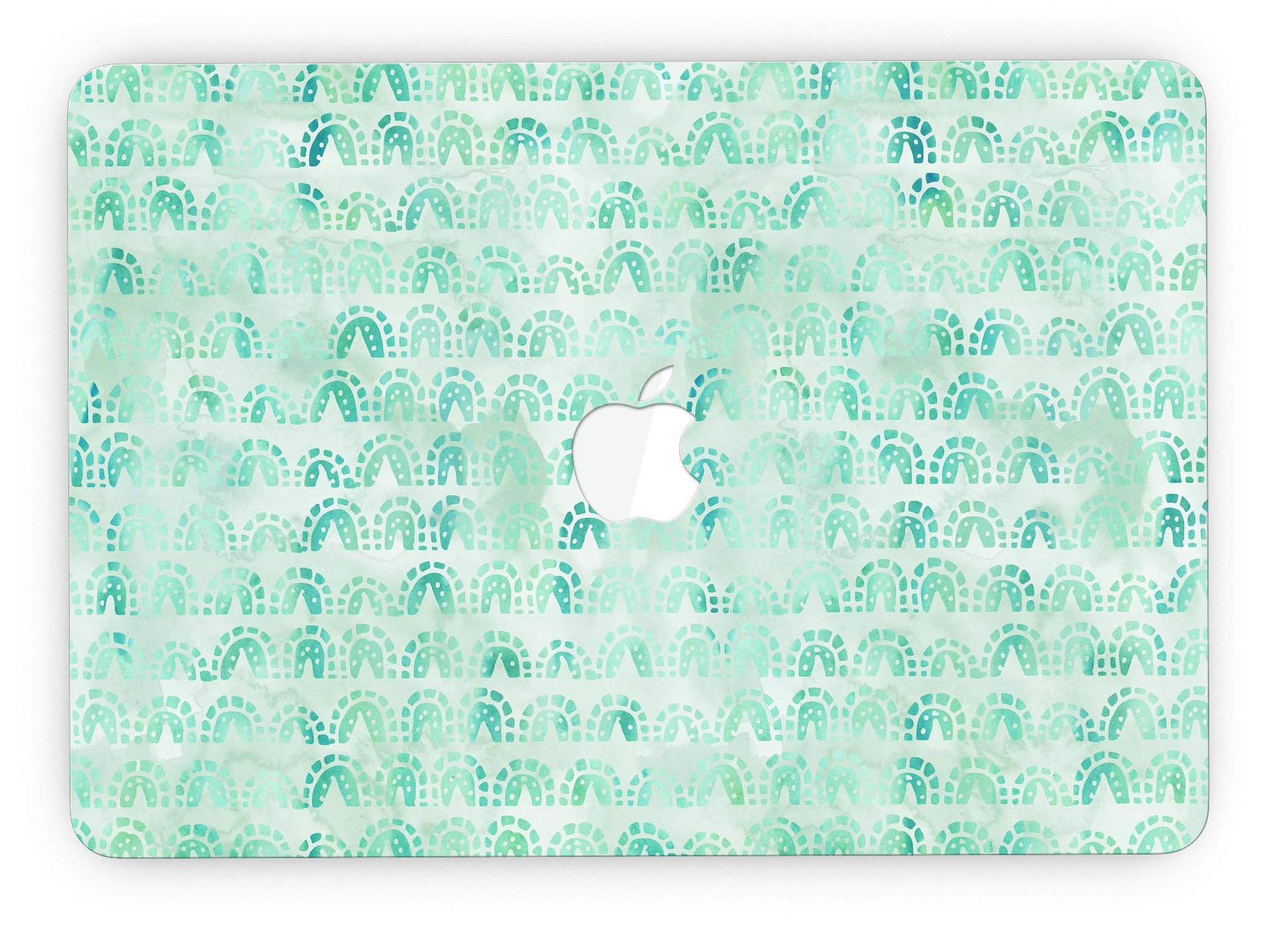 Green Watercolor Arches Pattern skin for MacBook Pro with Retina Display, showcasing vibrant colors and intricate design.