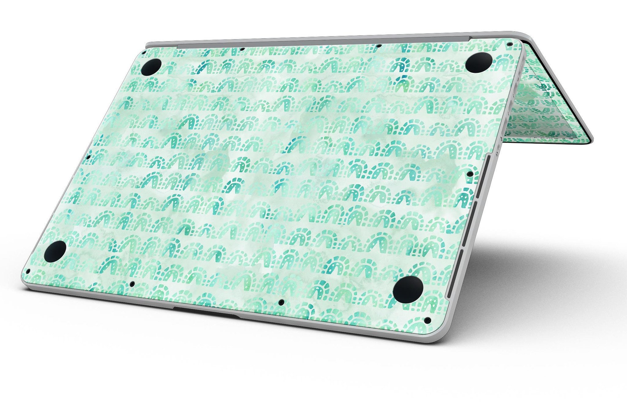 Green Watercolor Arches Pattern skin for MacBook Pro with Retina Display, showcasing vibrant colors and intricate design.