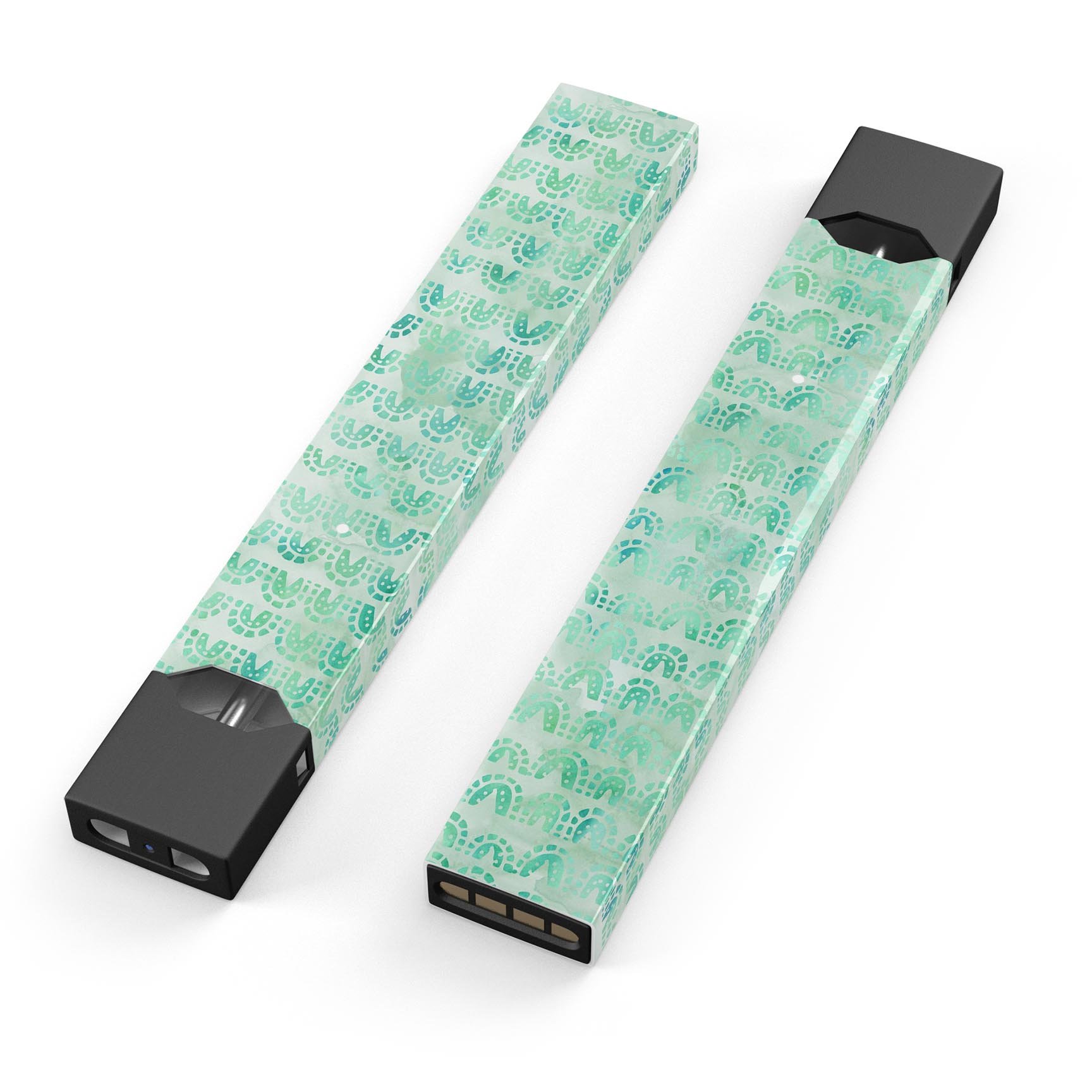 Green Watercolor Arches Pattern skin wrap for JUUL vaping device, showcasing vibrant colors and precise cut.