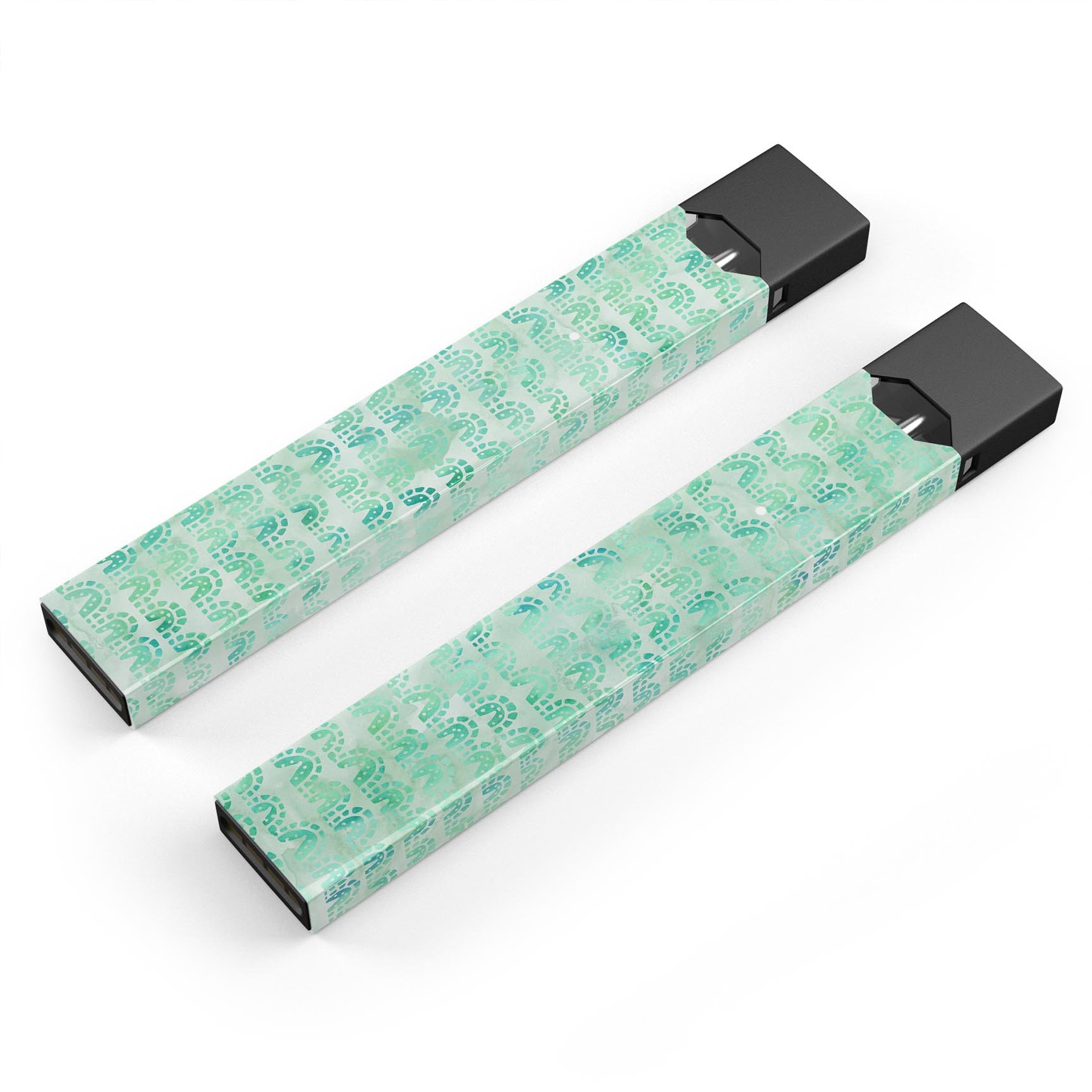 Green Watercolor Arches Pattern skin wrap for JUUL vaping device, showcasing vibrant colors and precise cut.