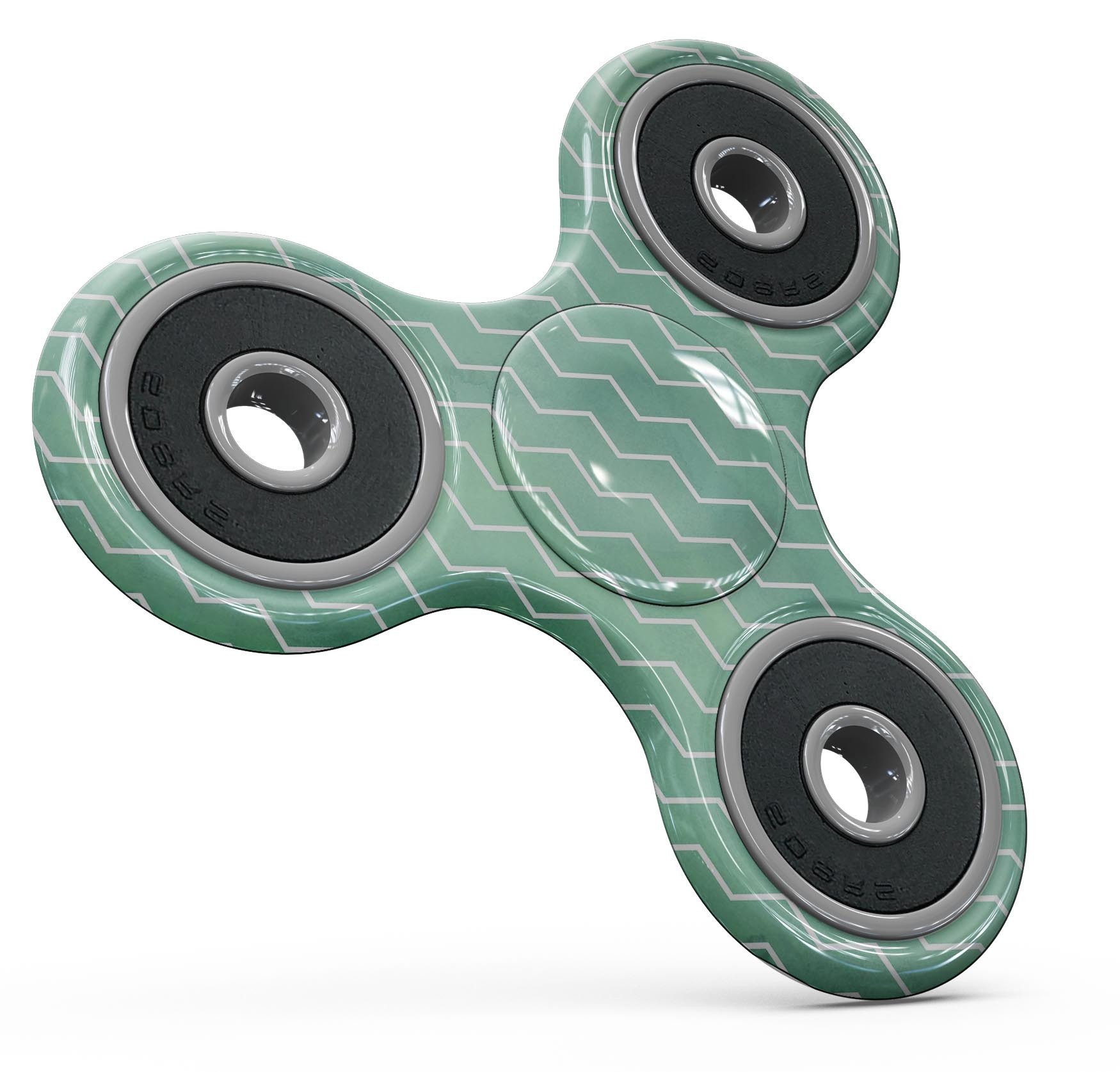 Green Watercolor Chevron Full-Body Skin-Kit for fidget spinner, showcasing vibrant colors and unique chevron pattern.