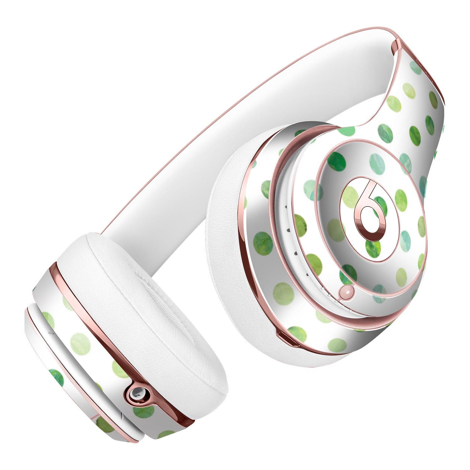 Green Watercolor Dots Skin Kit for Beats by Dre Solo 3 Wireless Headphones, showcasing vibrant colors and a stylish design.