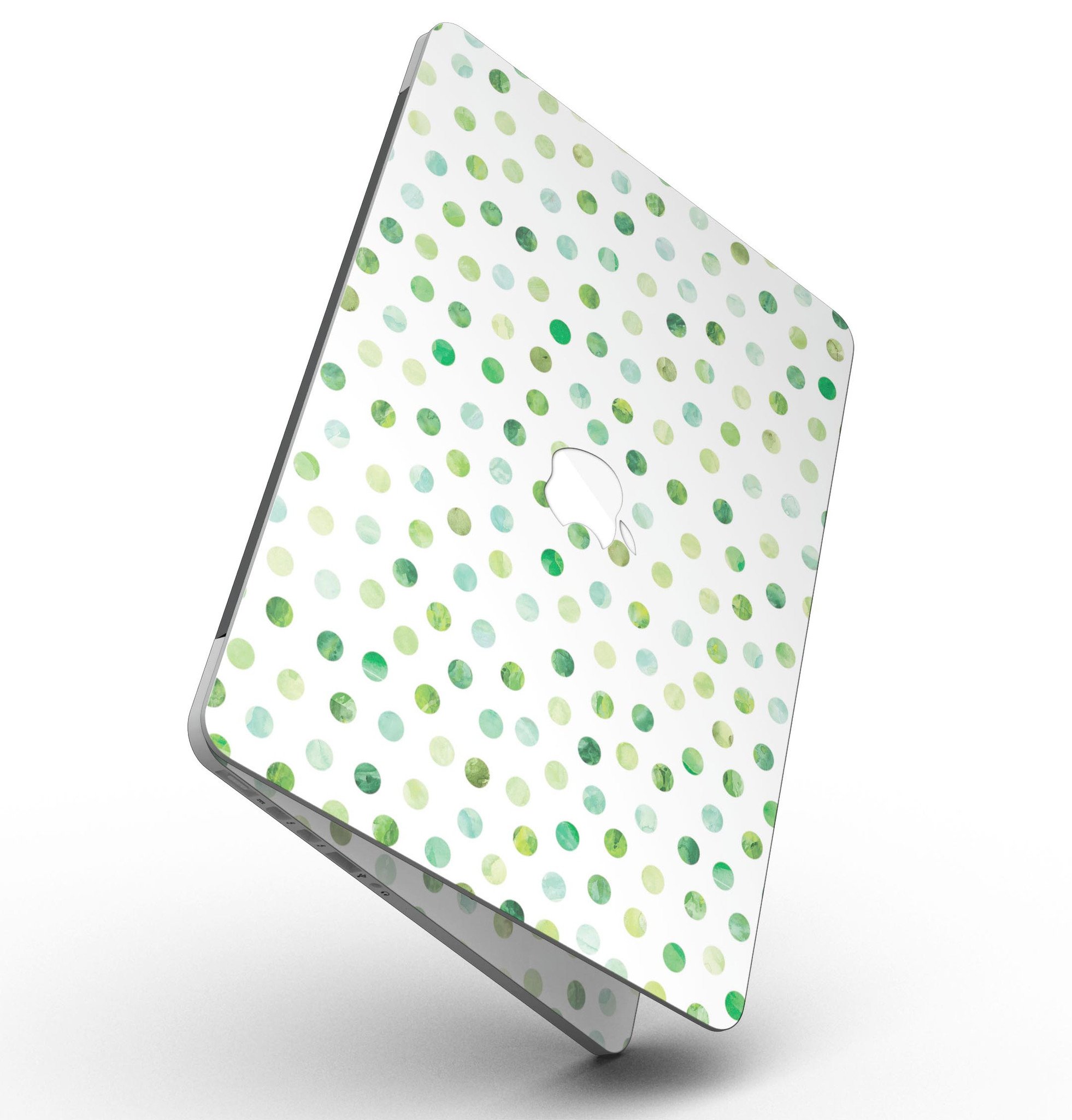 Green Watercolor Dots skin for MacBook Pro with Retina Display, showcasing vibrant colors and a stylish design.