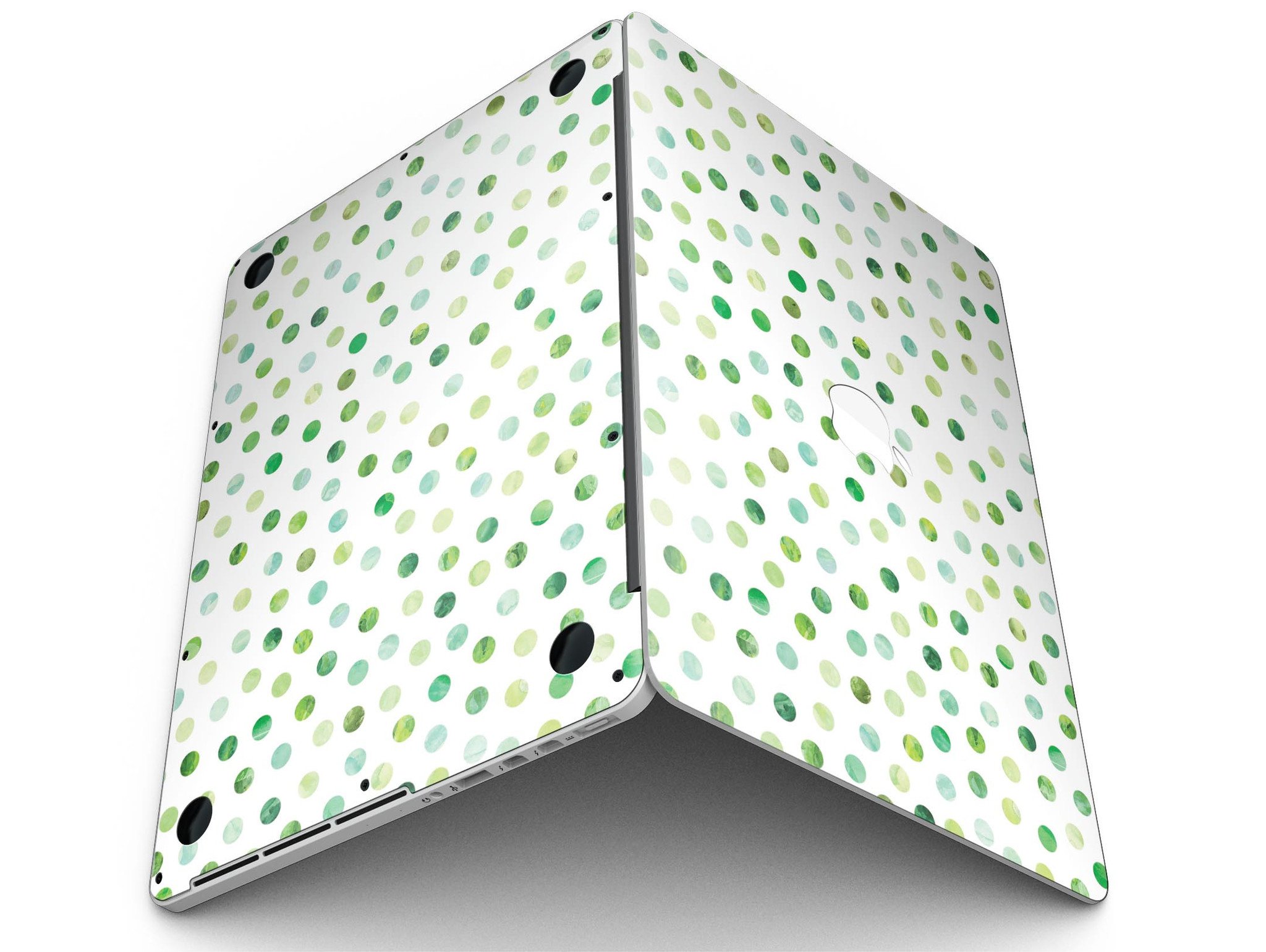 Green Watercolor Dots skin for MacBook Pro with Retina Display, showcasing vibrant colors and a stylish design.