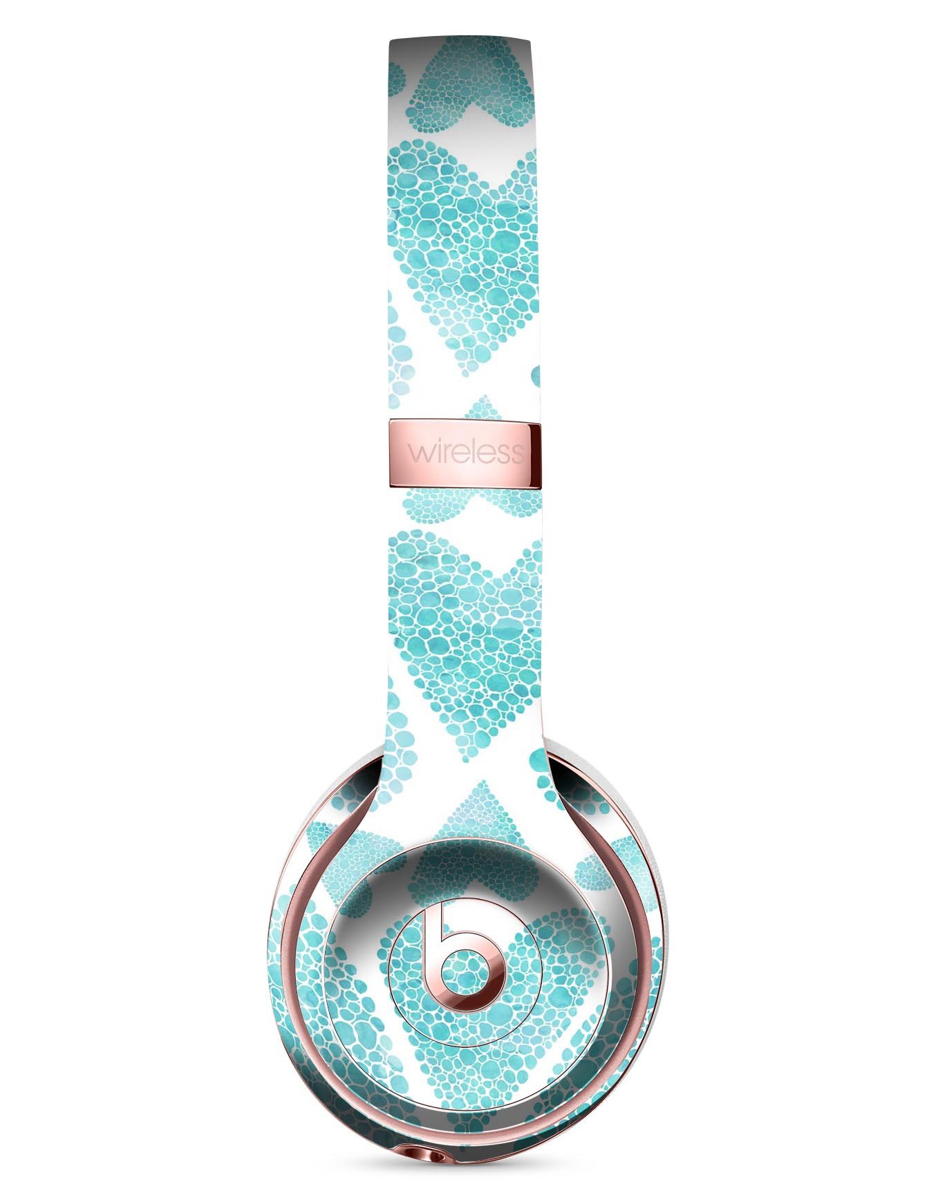 Green Watercolor Hearts Pattern Skin Kit for Beats by Dre Solo 3 Wireless Headphones, showcasing vibrant colors and stylish design.