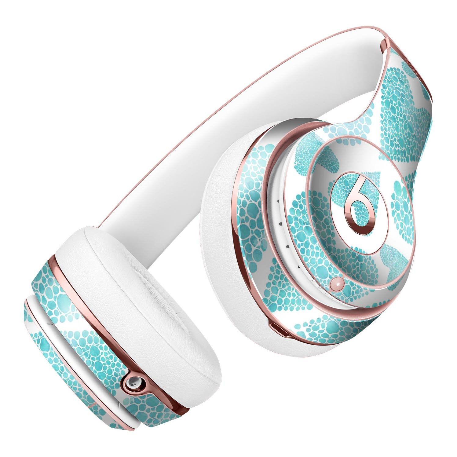 Green Watercolor Hearts Pattern Skin Kit for Beats by Dre Solo 3 Wireless Headphones, showcasing vibrant colors and stylish design.