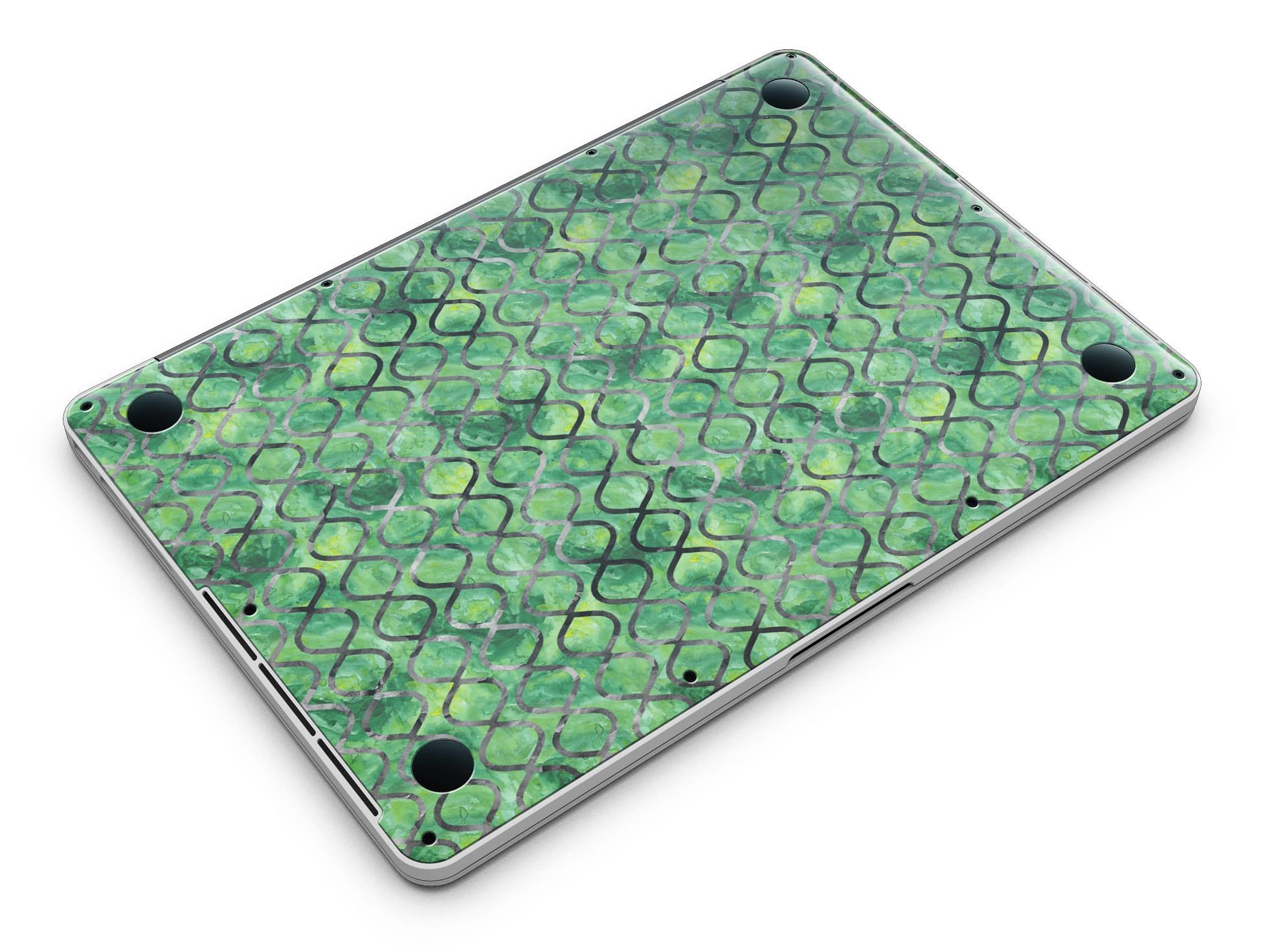 Green Watercolor Helix Pattern skin for MacBook Pro with Retina Display, showcasing vibrant colors and intricate design.